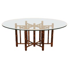 Mesa de comedor McGuire de ratán, años 80