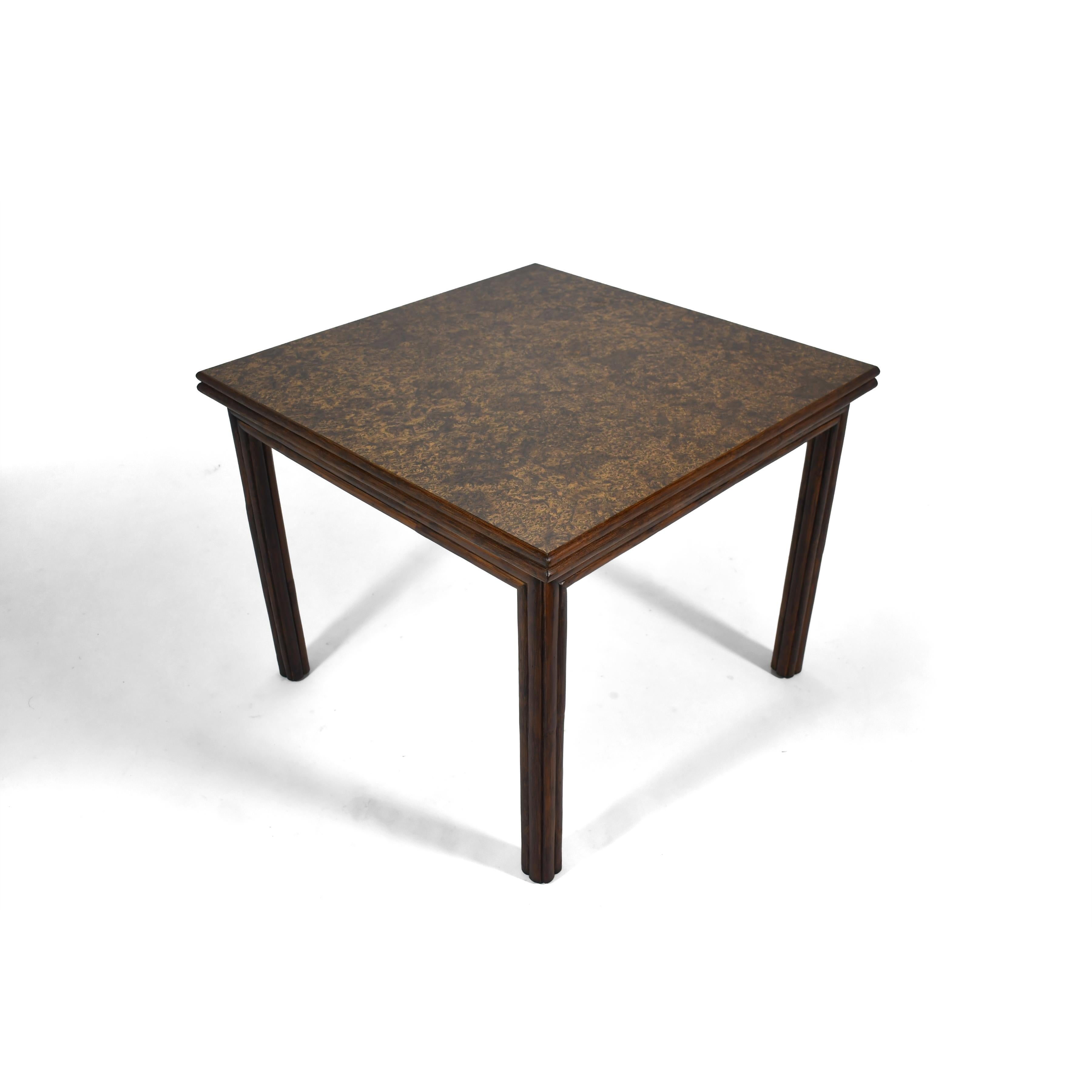 Mid-20th Century McGuire Rattan Expanding Game/ Dining Table