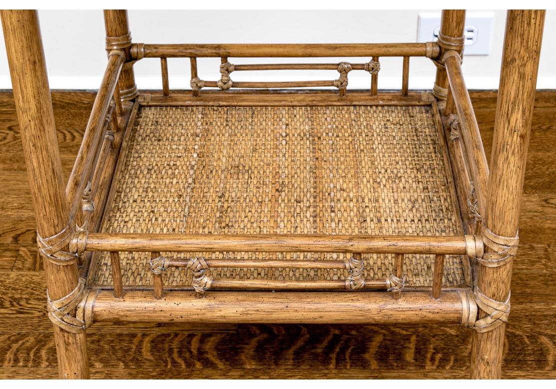 McGuire Rattan Glass-Top Circular Organic Modern Occasional Table In Fair Condition In Bridgeport, CT
