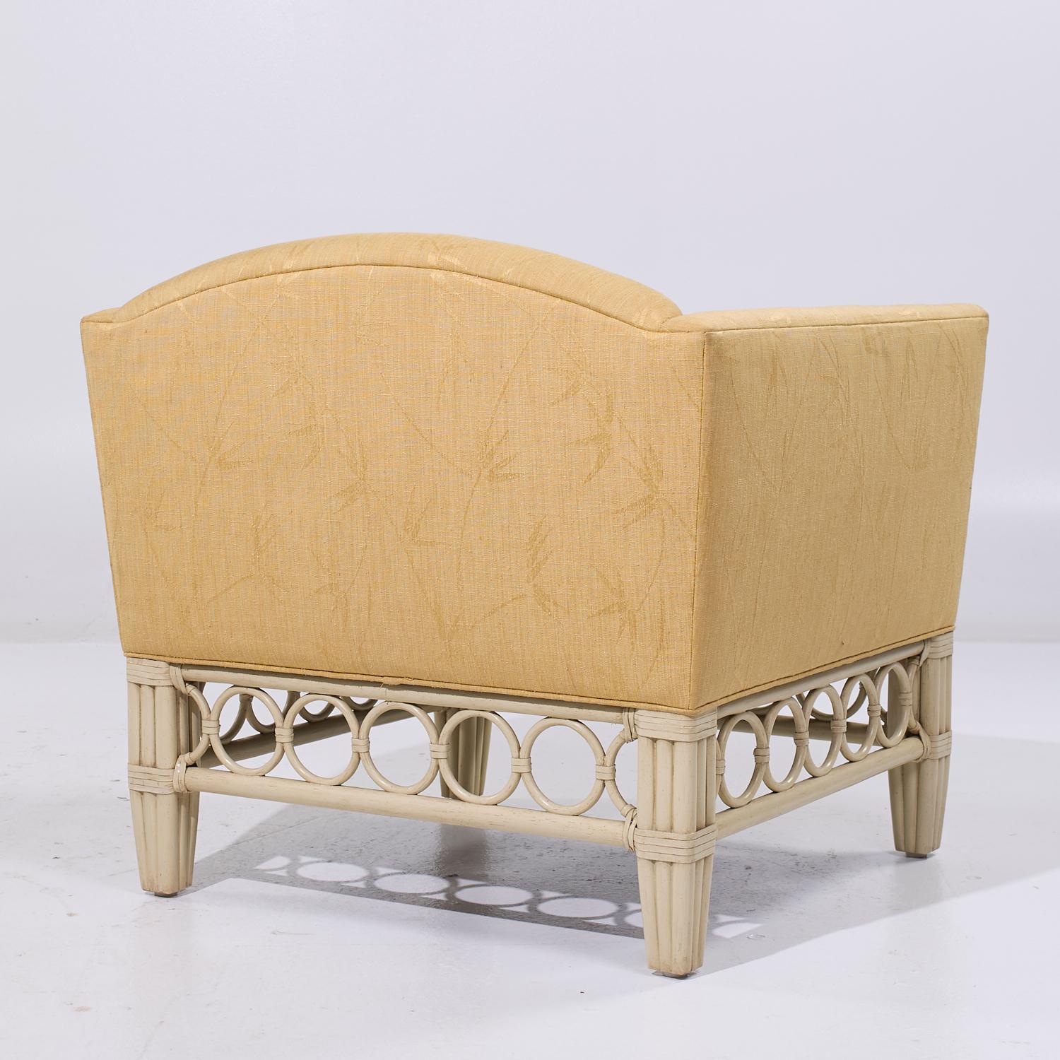 Upholstery McGuire Rattan Lounge Chair For Sale