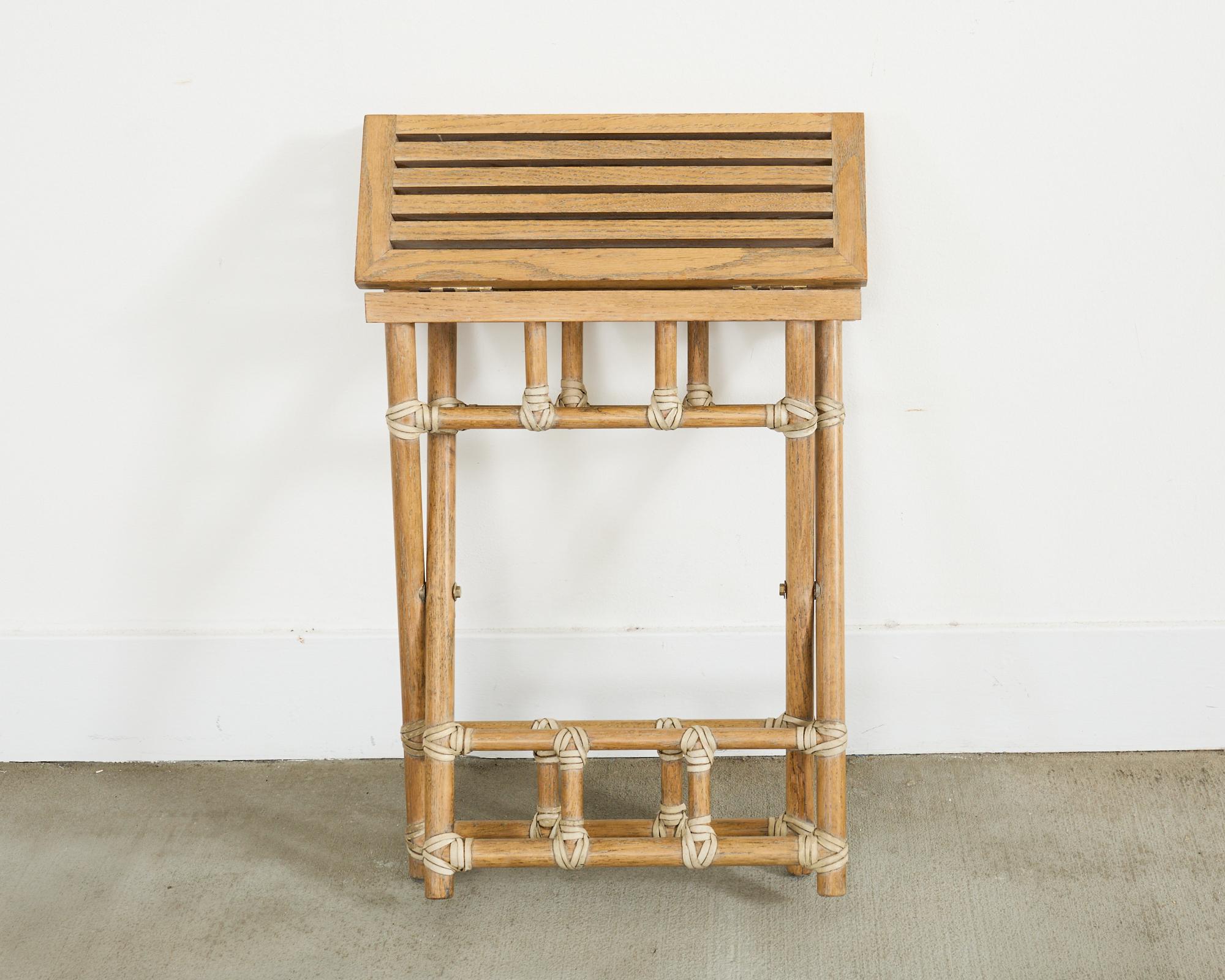 Table à boire pliante McGuire en rotin Oak Oak Campaigner Style en vente 8