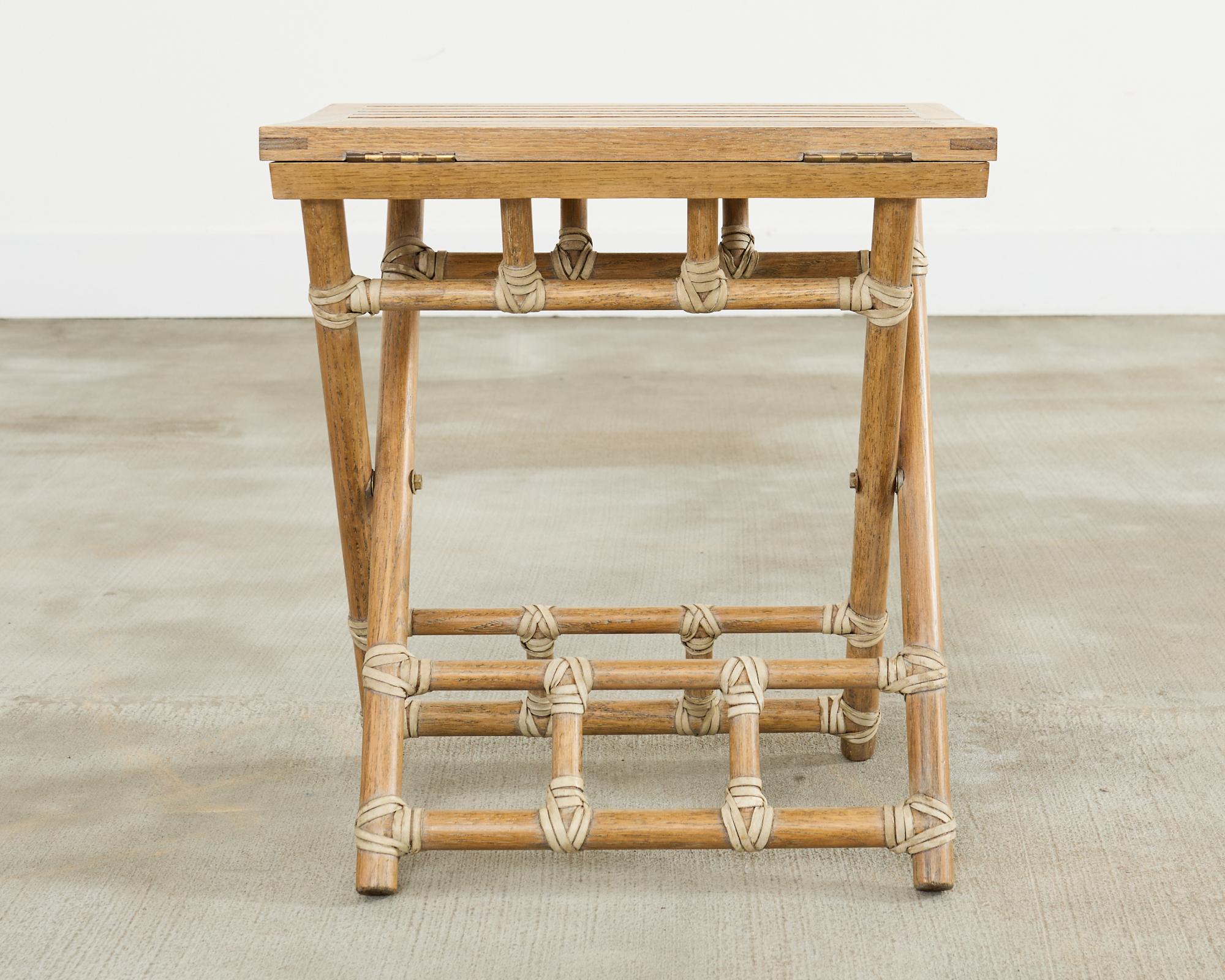 Table à boire pliante McGuire en rotin Oak Oak Campaigner Style en vente 10
