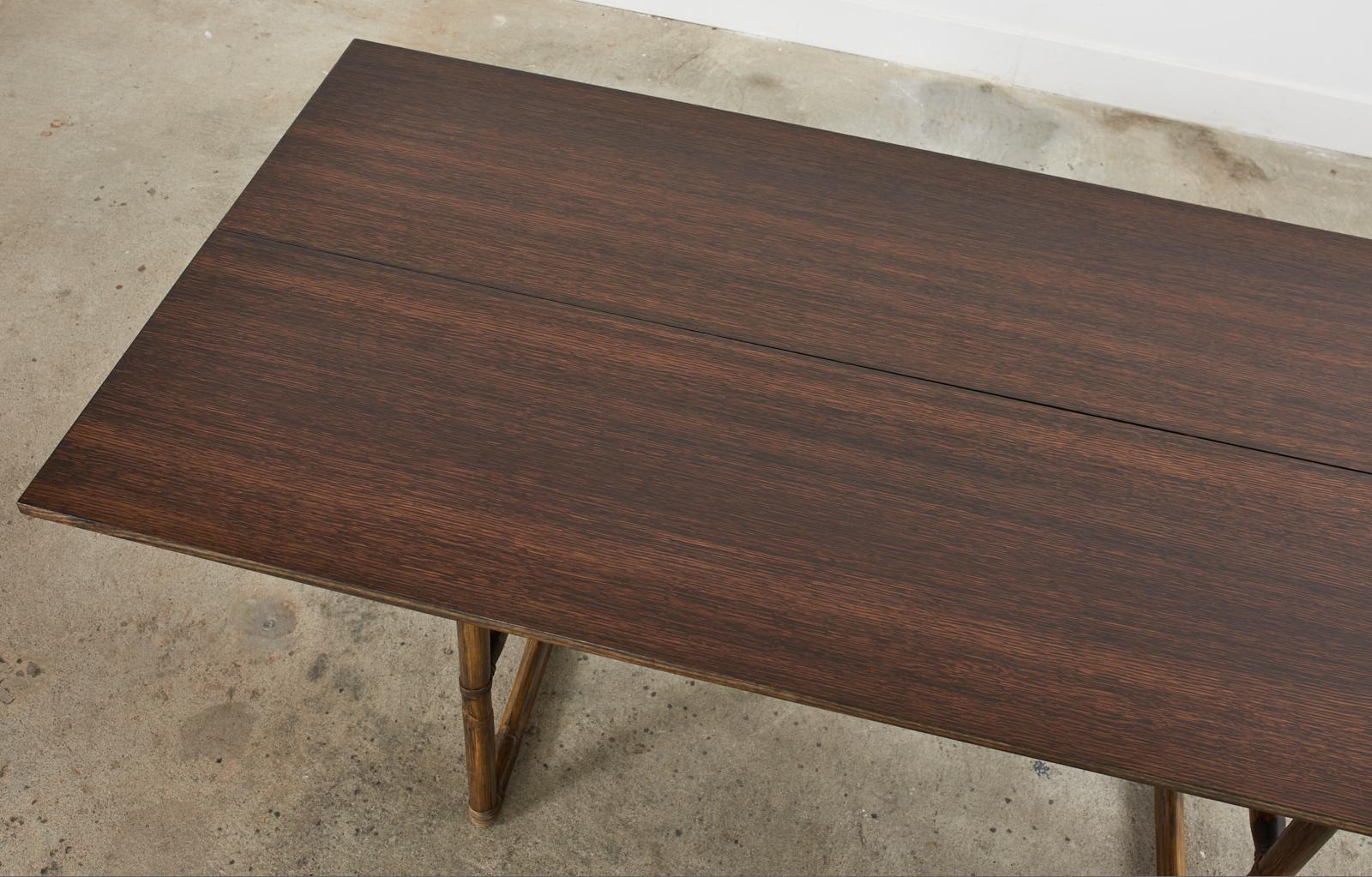 McGuire Rattan Oak Flip-Top Dining Table Console or Desk 7