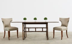 McGuire Rattan Oak Flip-Top Dining Table Console or Desk