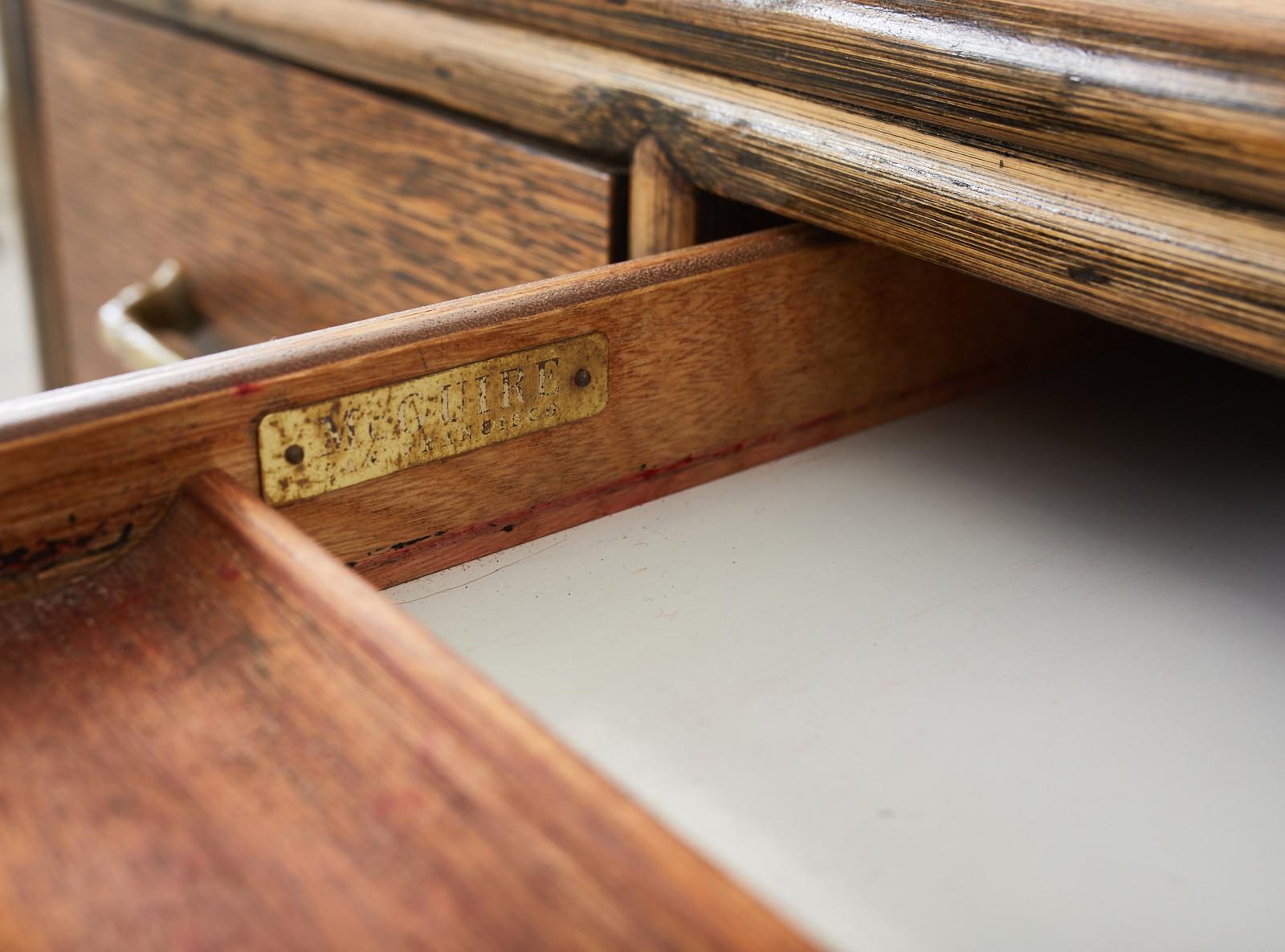 Faux Bamboo McGuire Rattan Oak Knee Hole Writing Table Desk