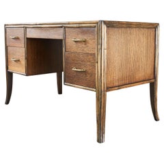 McGuire Rattan Oak Knee Hole Writing Table Desk