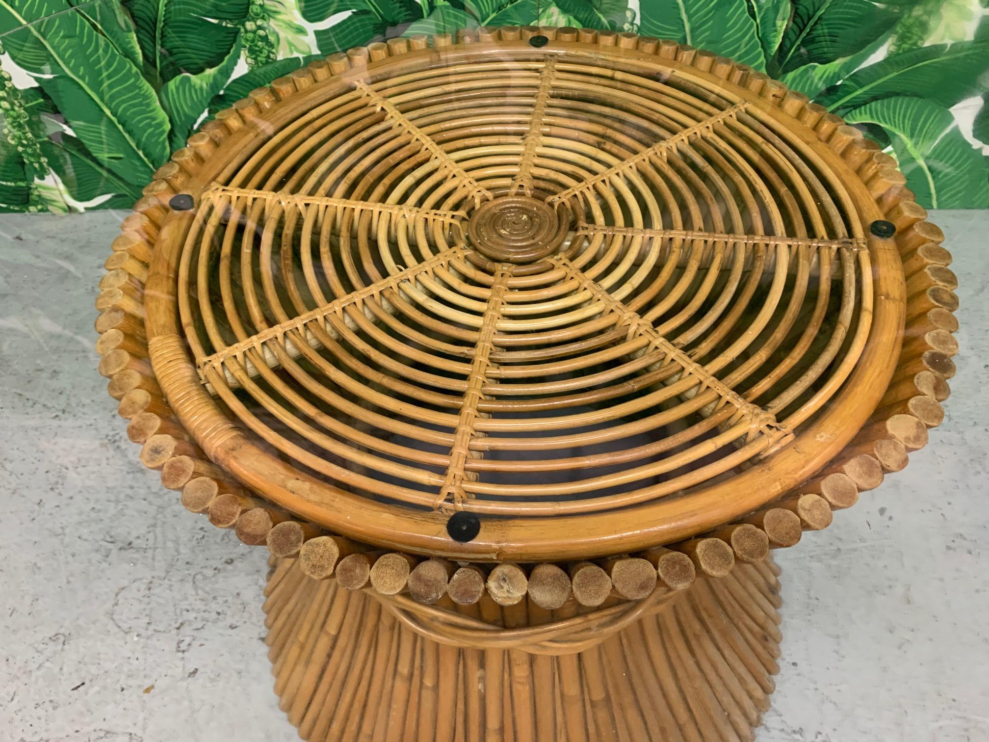 McGuire Rattan Sheaf of Wheat Dining Table In Good Condition In Jacksonville, FL