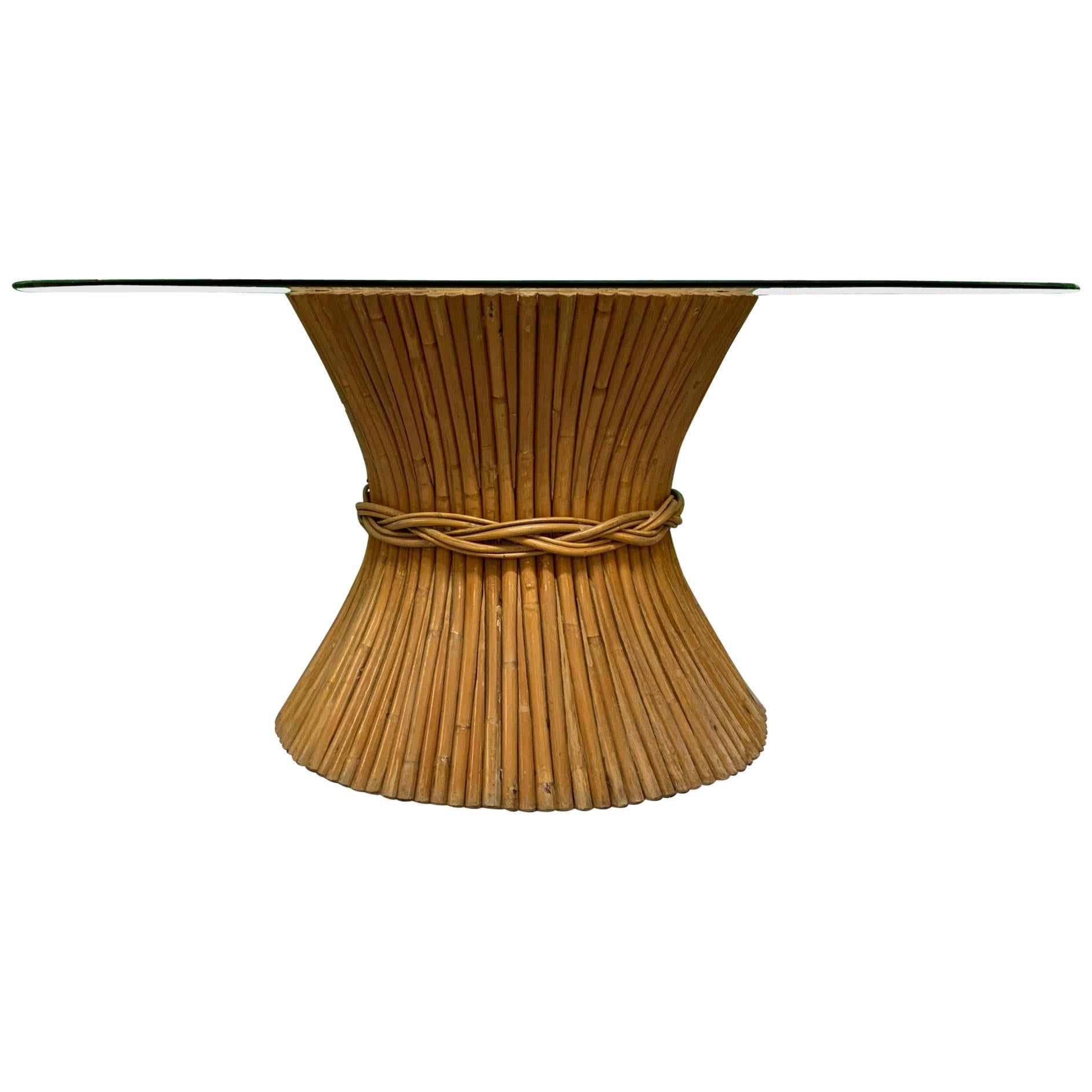 McGuire Rattan Sheaf of Wheat Dining Table