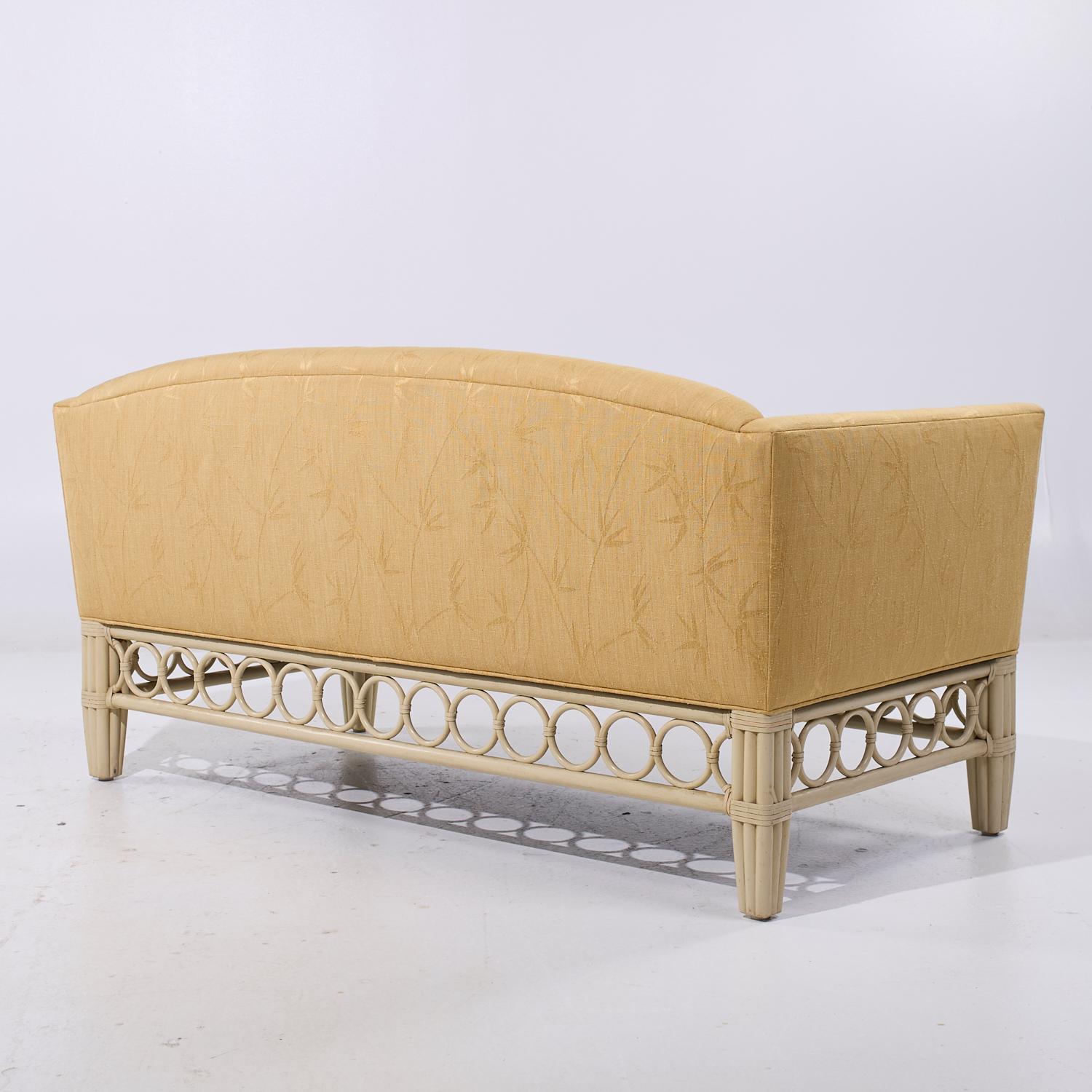 Upholstery McGuire Rattan Sofa For Sale