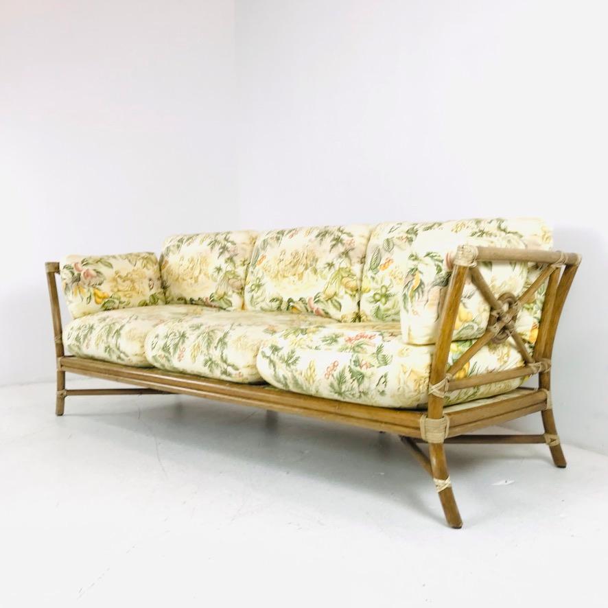 Late 20th Century McGuire Rattan Sofa For Sale