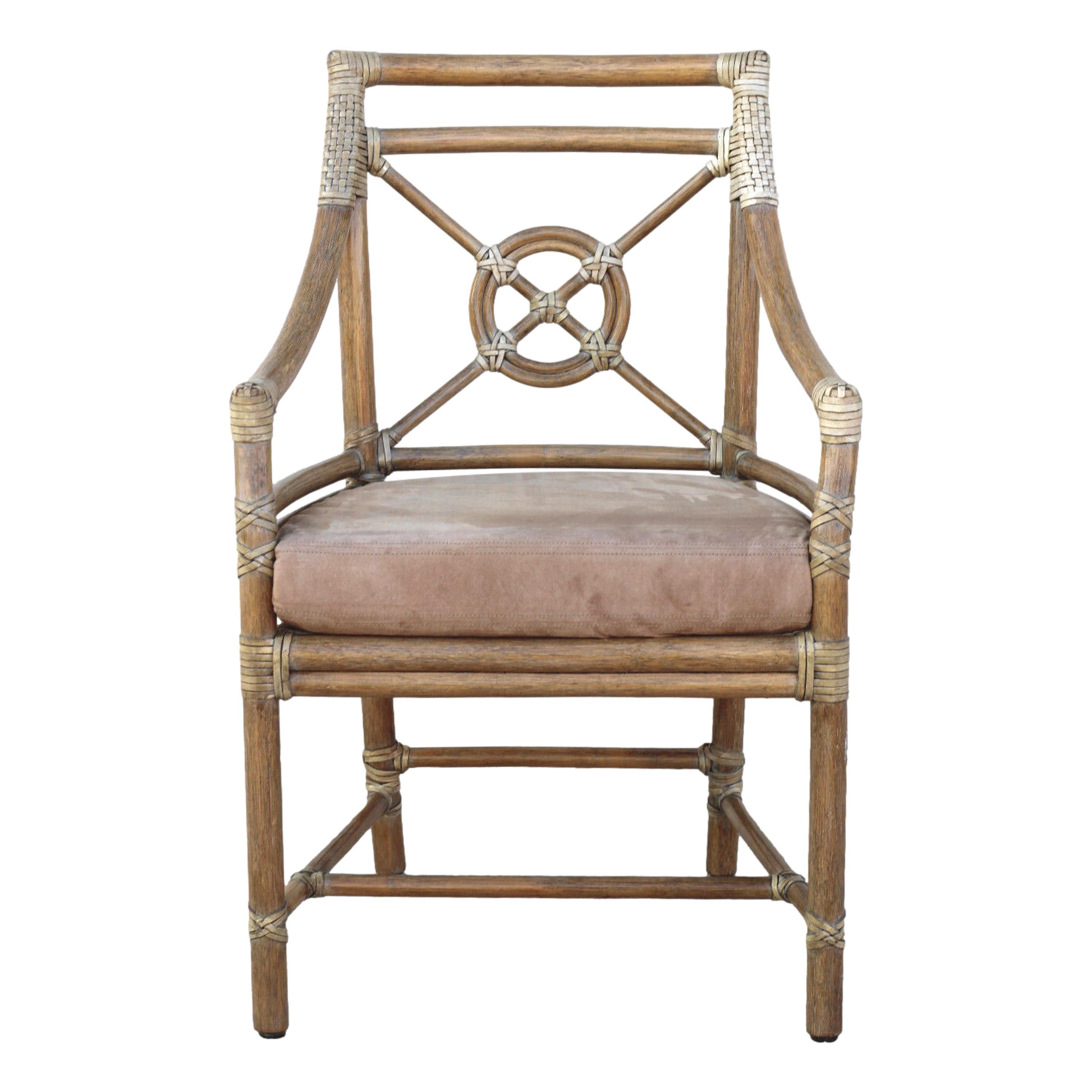 McGuire Rattan Target-Sessel oder Esszimmerstühle, ein Paar (Organische Moderne) im Angebot