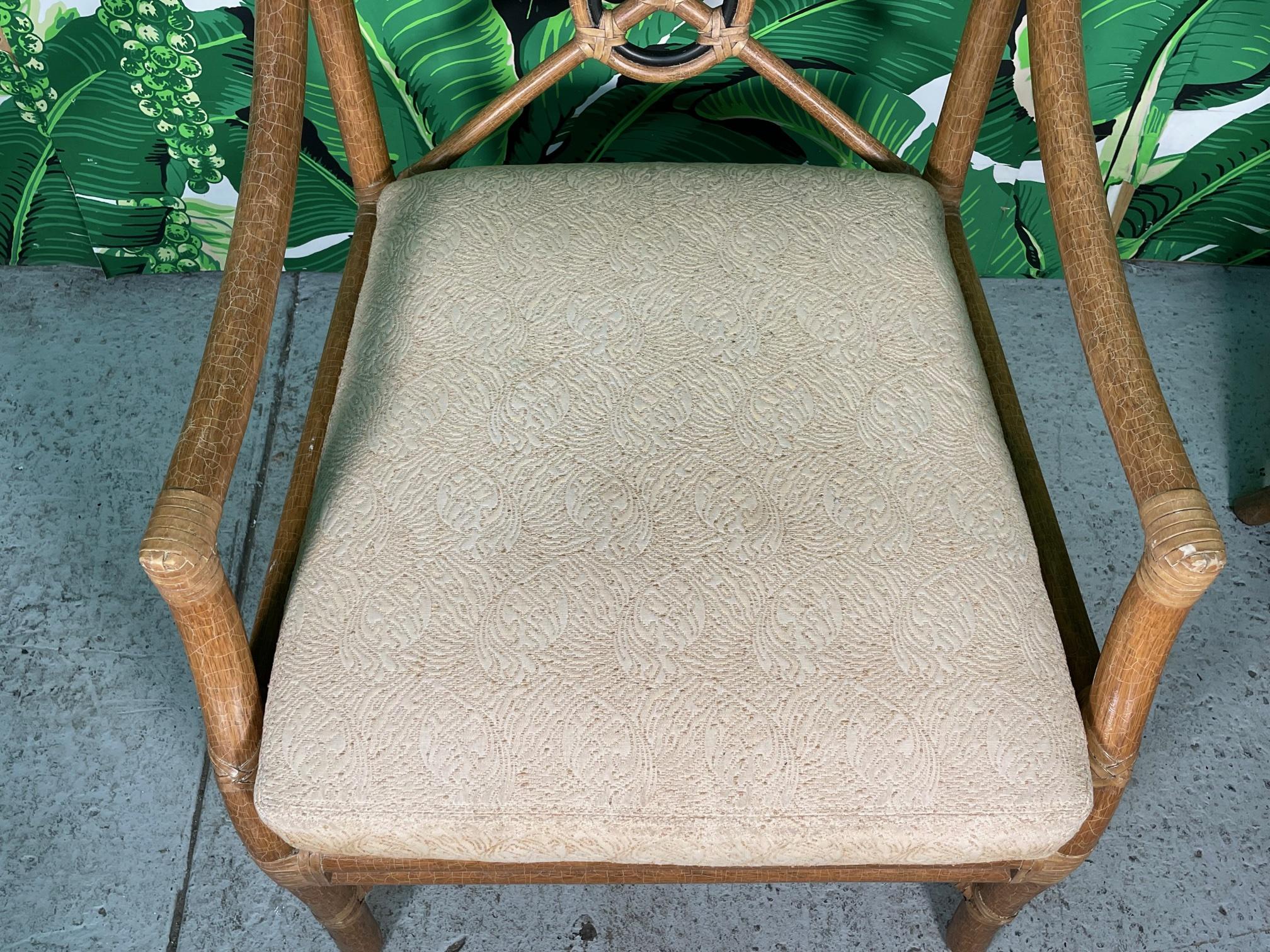 McGuire Rattan Target Back Club Chairs, a Pair 3