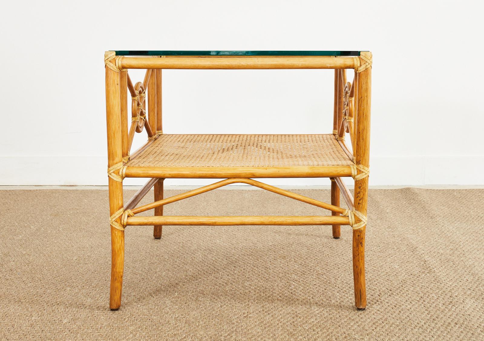 20th Century McGuire Rattan Target Design Cocktail or Occasional Table For Sale
