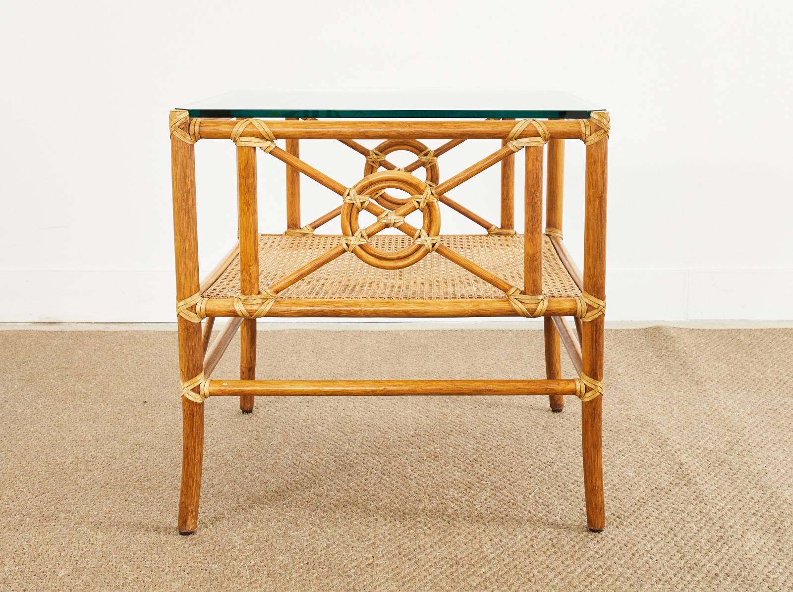 McGuire Rattan Target Design Cocktail or Occasional Table For Sale 2