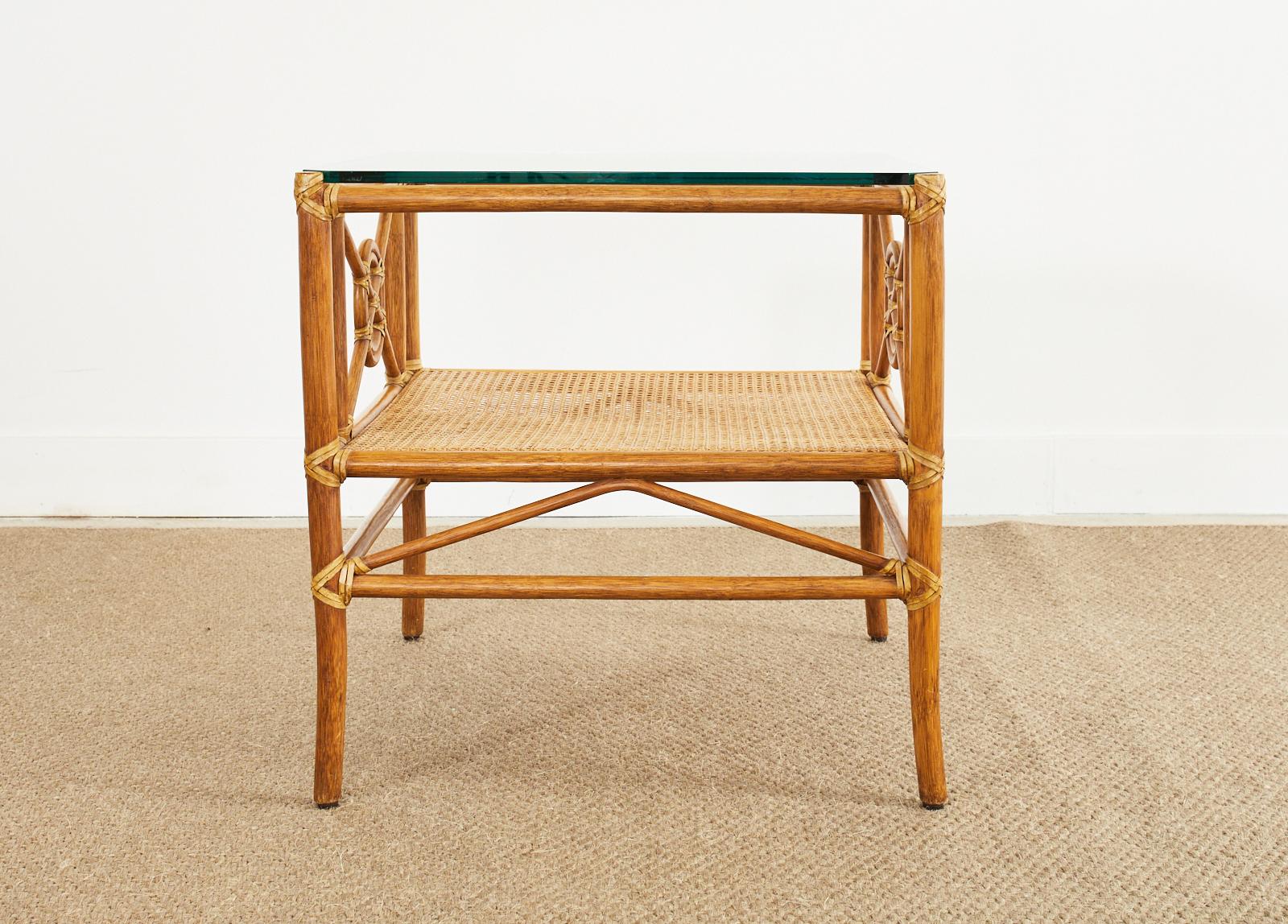 McGuire Rattan Target Design Cocktail or Occasional Table For Sale 3