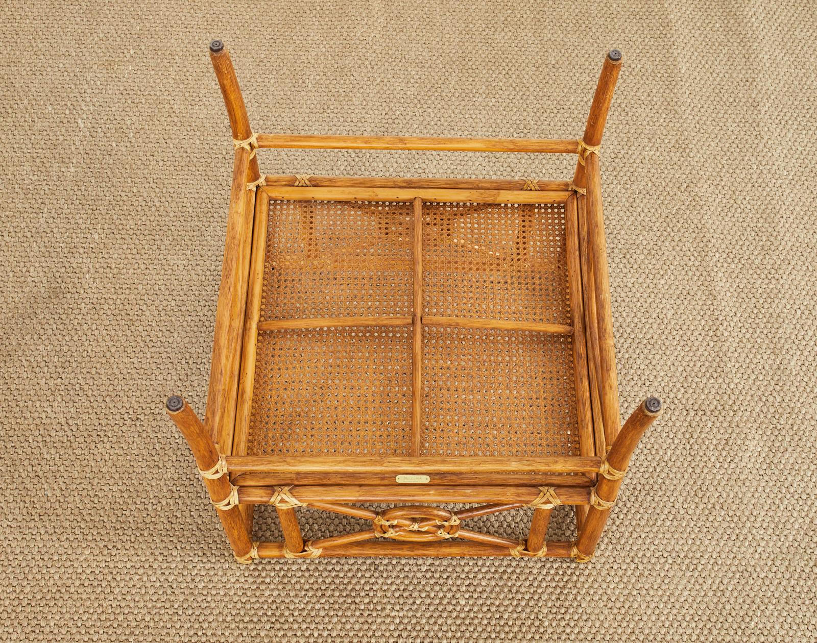 McGuire Rattan Target Design Cocktail or Occasional Table For Sale 5