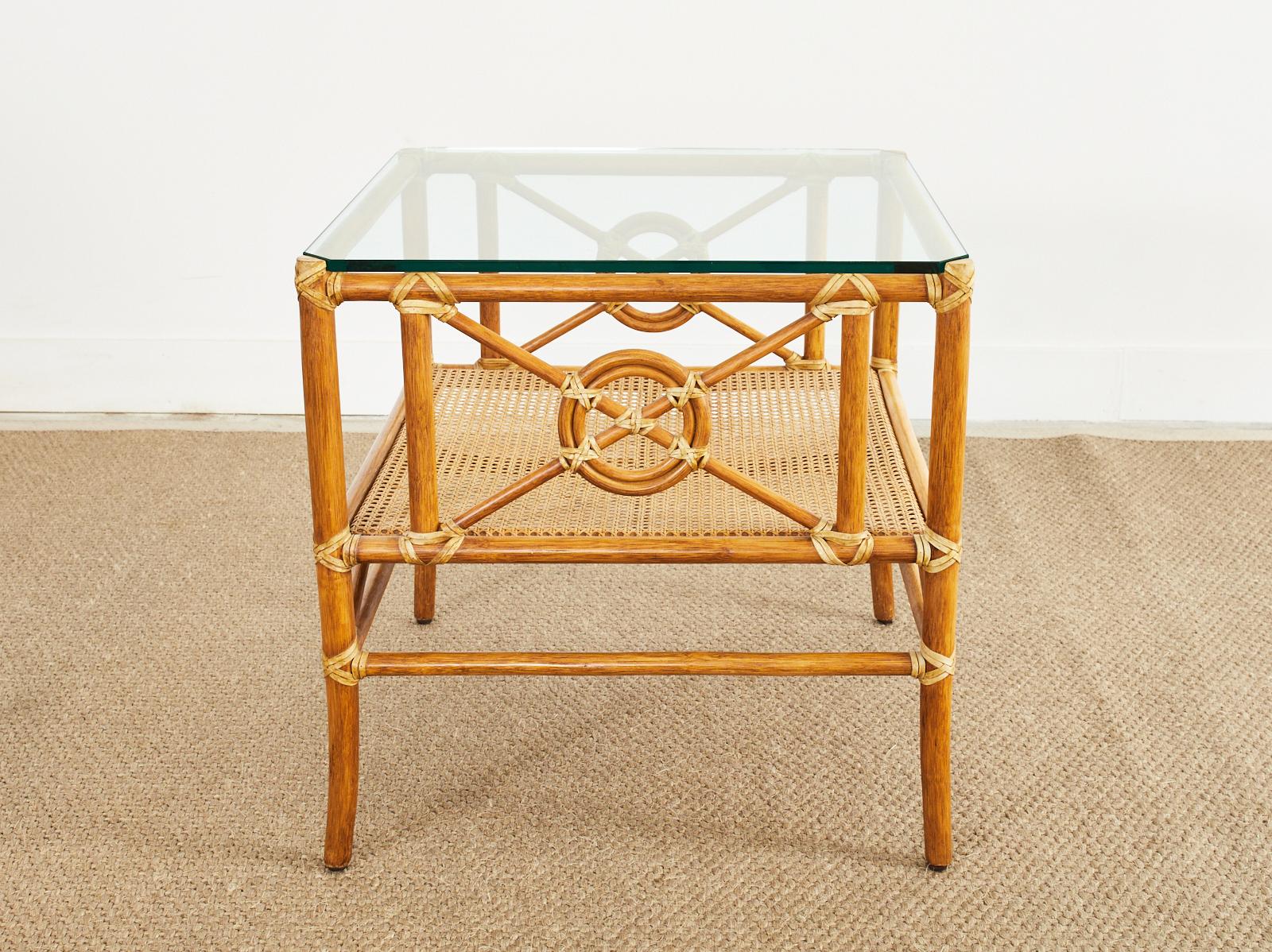 Organic Modern McGuire Rattan Target Design Cocktail or Occasional Table For Sale