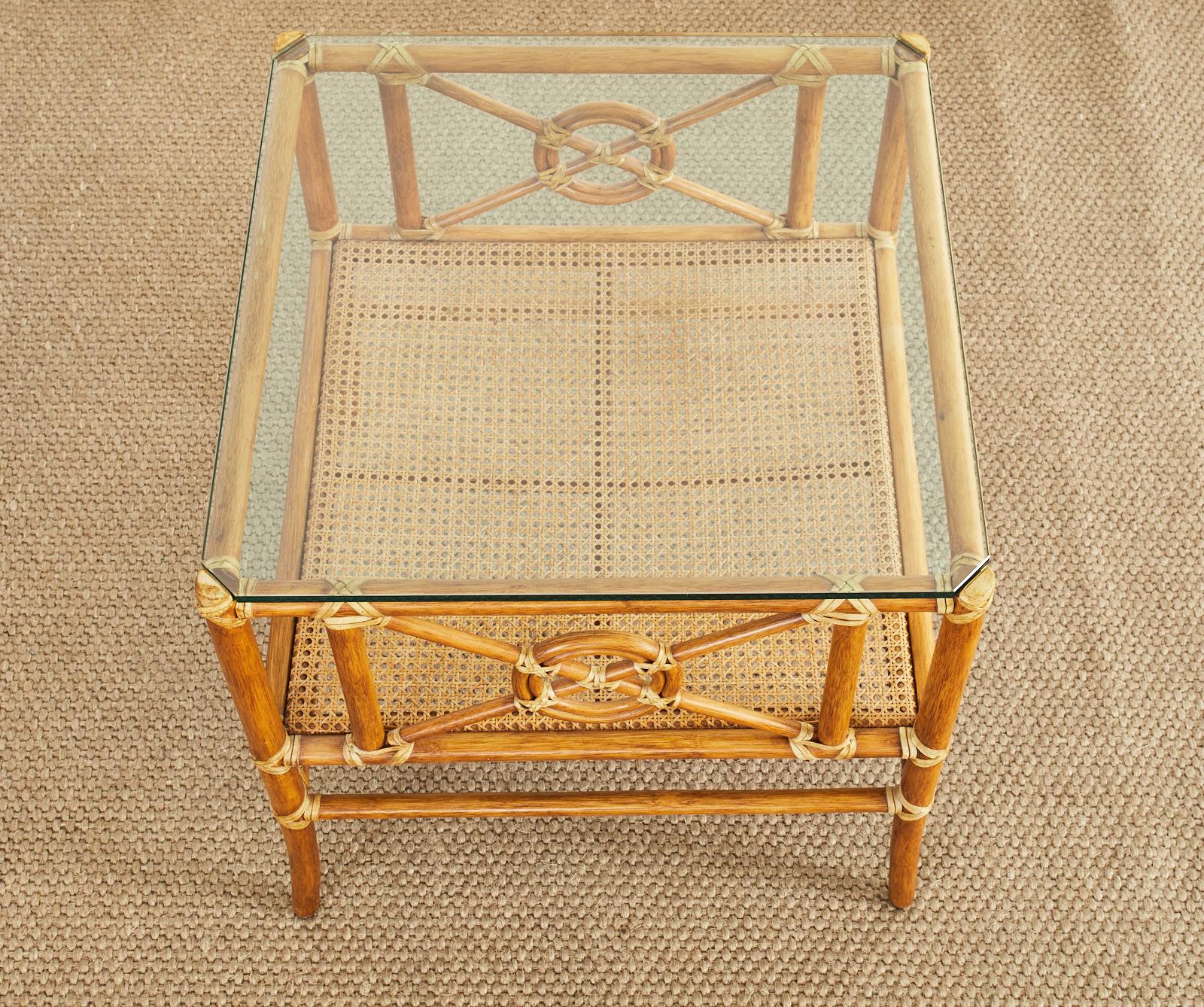 American McGuire Rattan Target Design Cocktail or Occasional Table For Sale