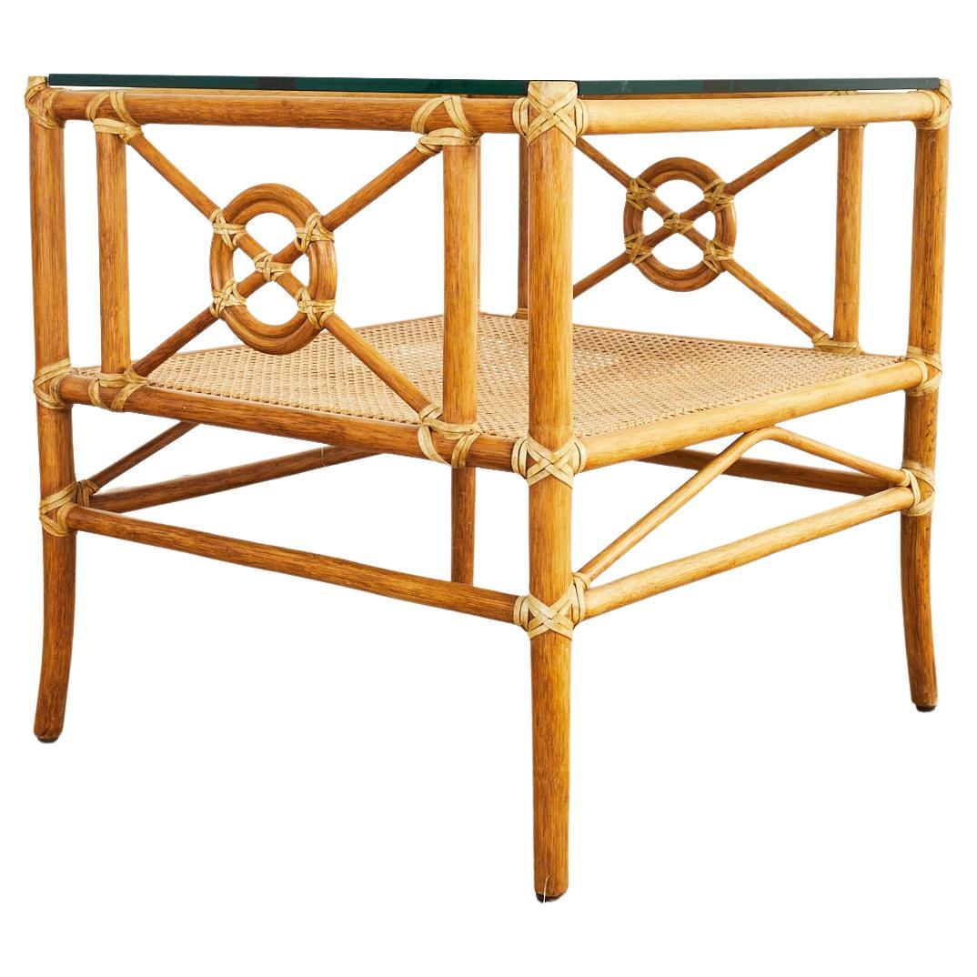 McGuire Rattan Target Design Cocktail or Occasional Table For Sale