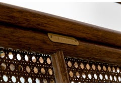 McGuire Rattan Target Design Glass-Top Occasional Table