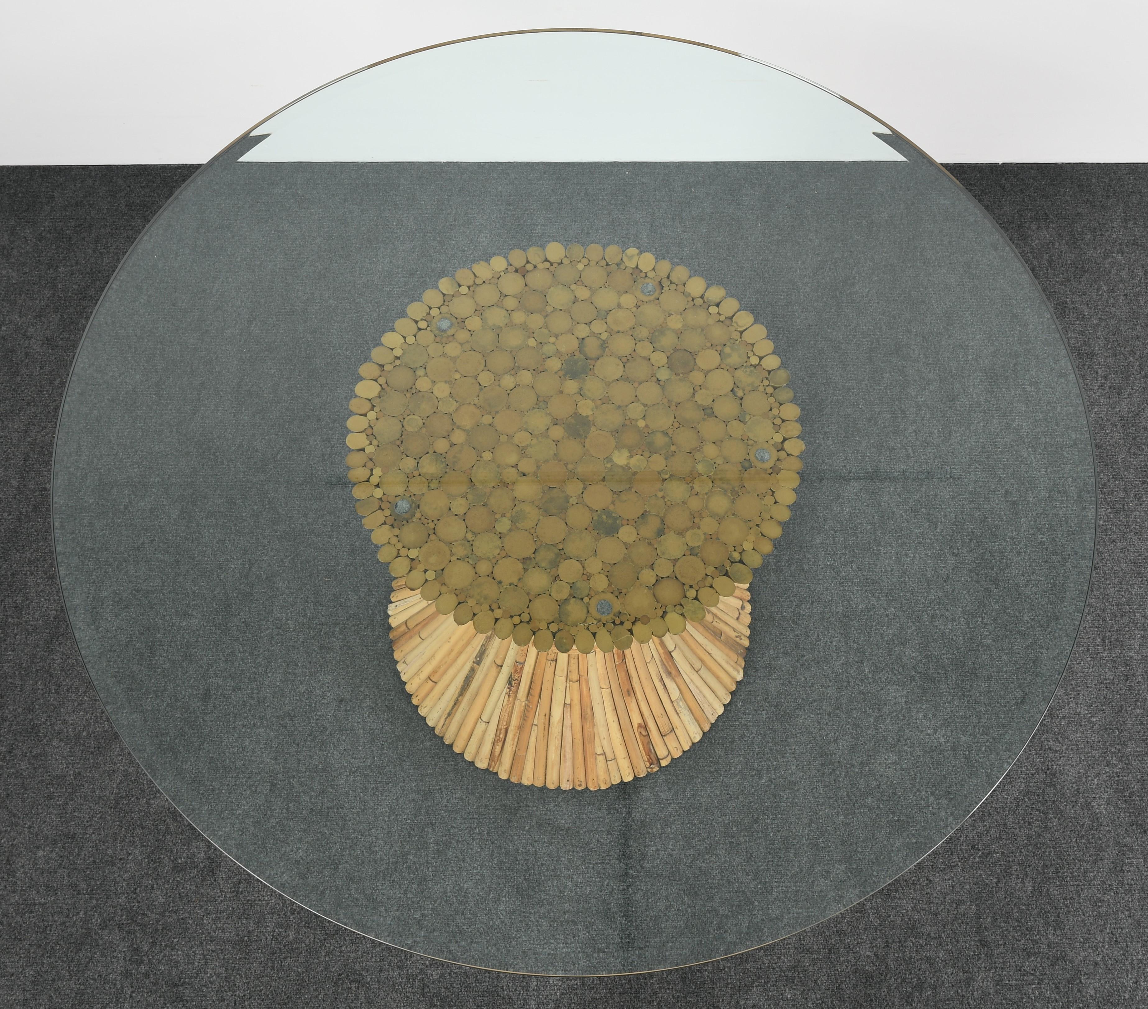 American McGuire Round Bamboo Dining Table, 1980s