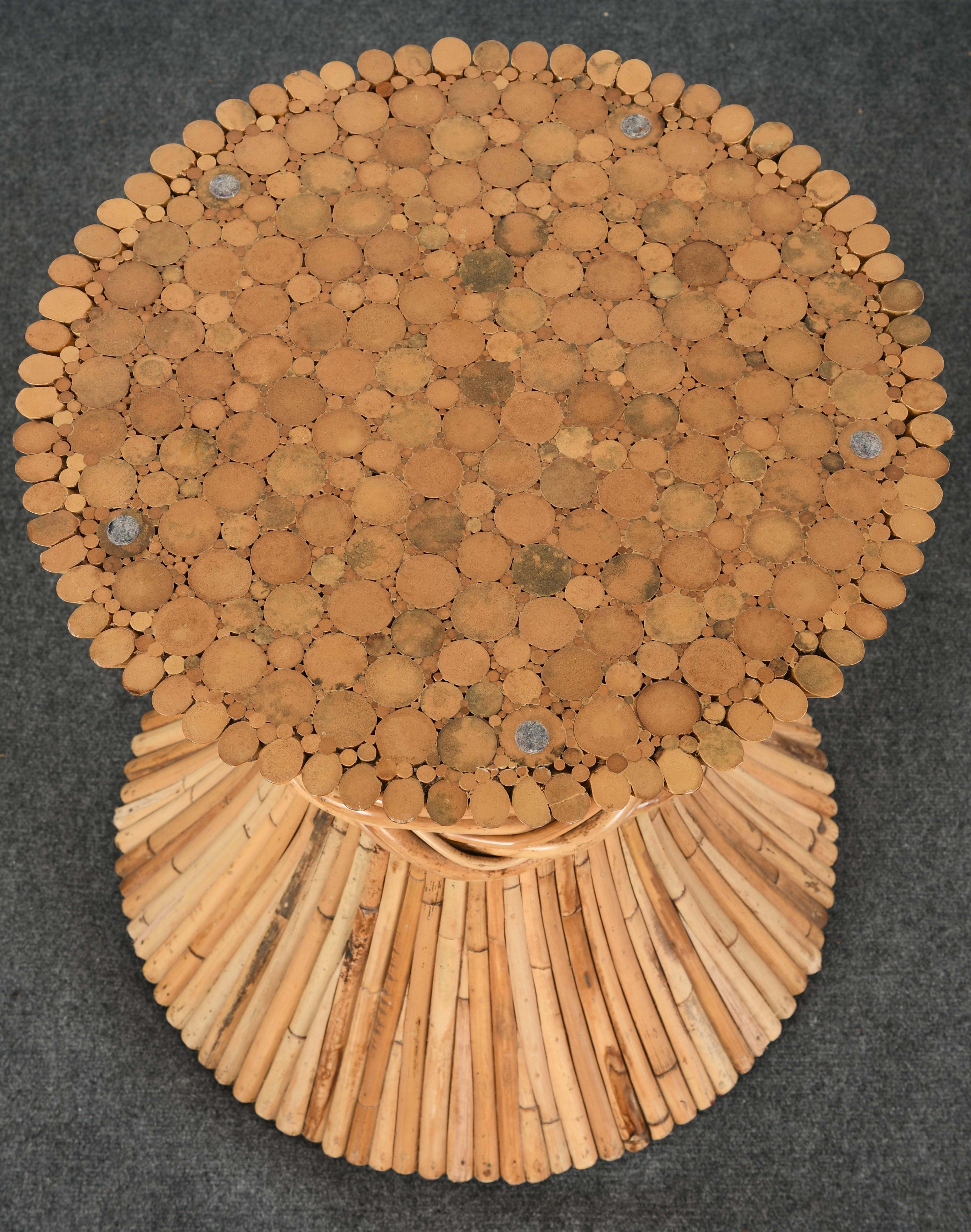 McGuire Round Bamboo Dining Table, 1980s In Good Condition In Hamburg, PA