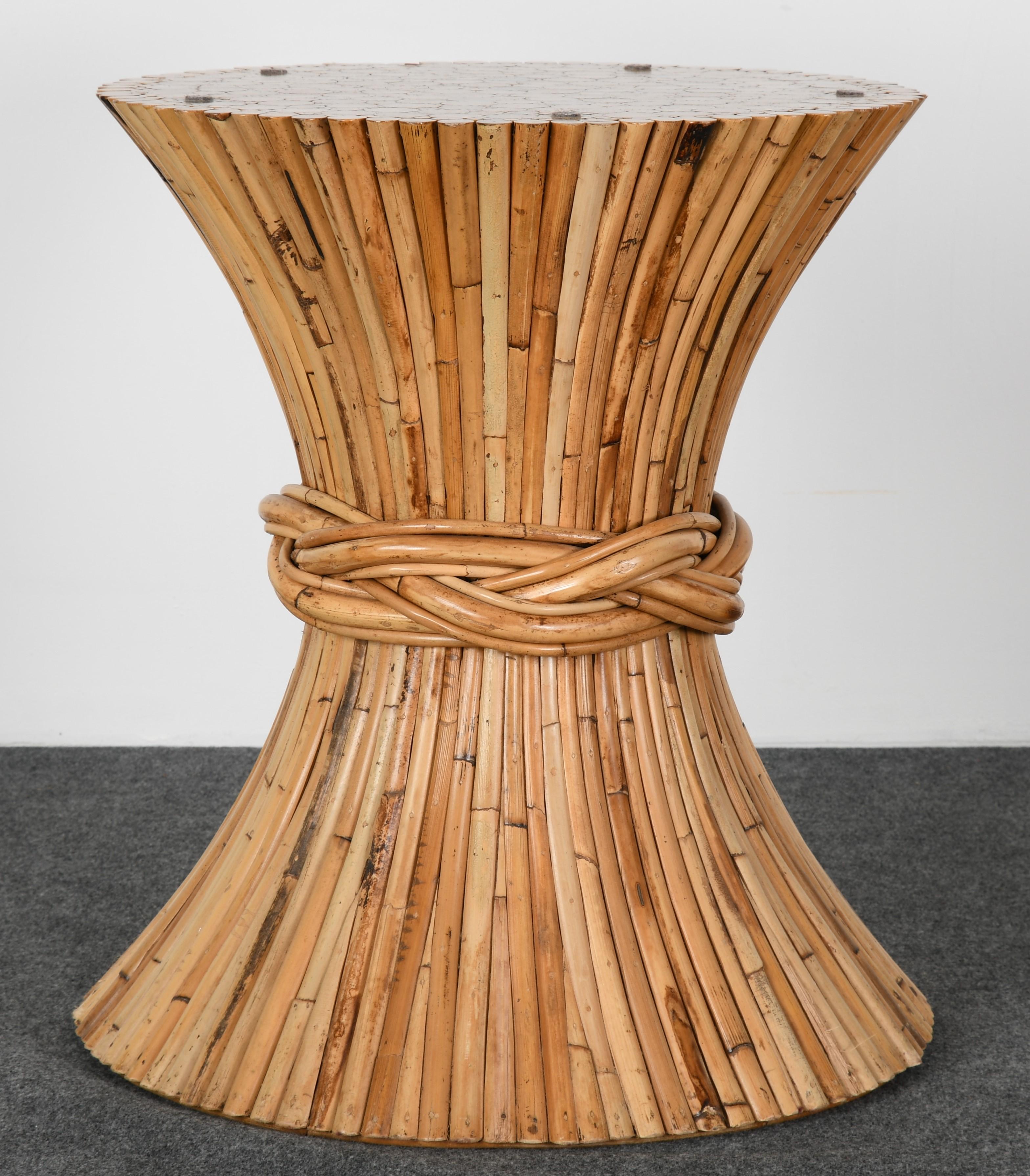 Late 20th Century McGuire Round Bamboo Dining Table, 1980s