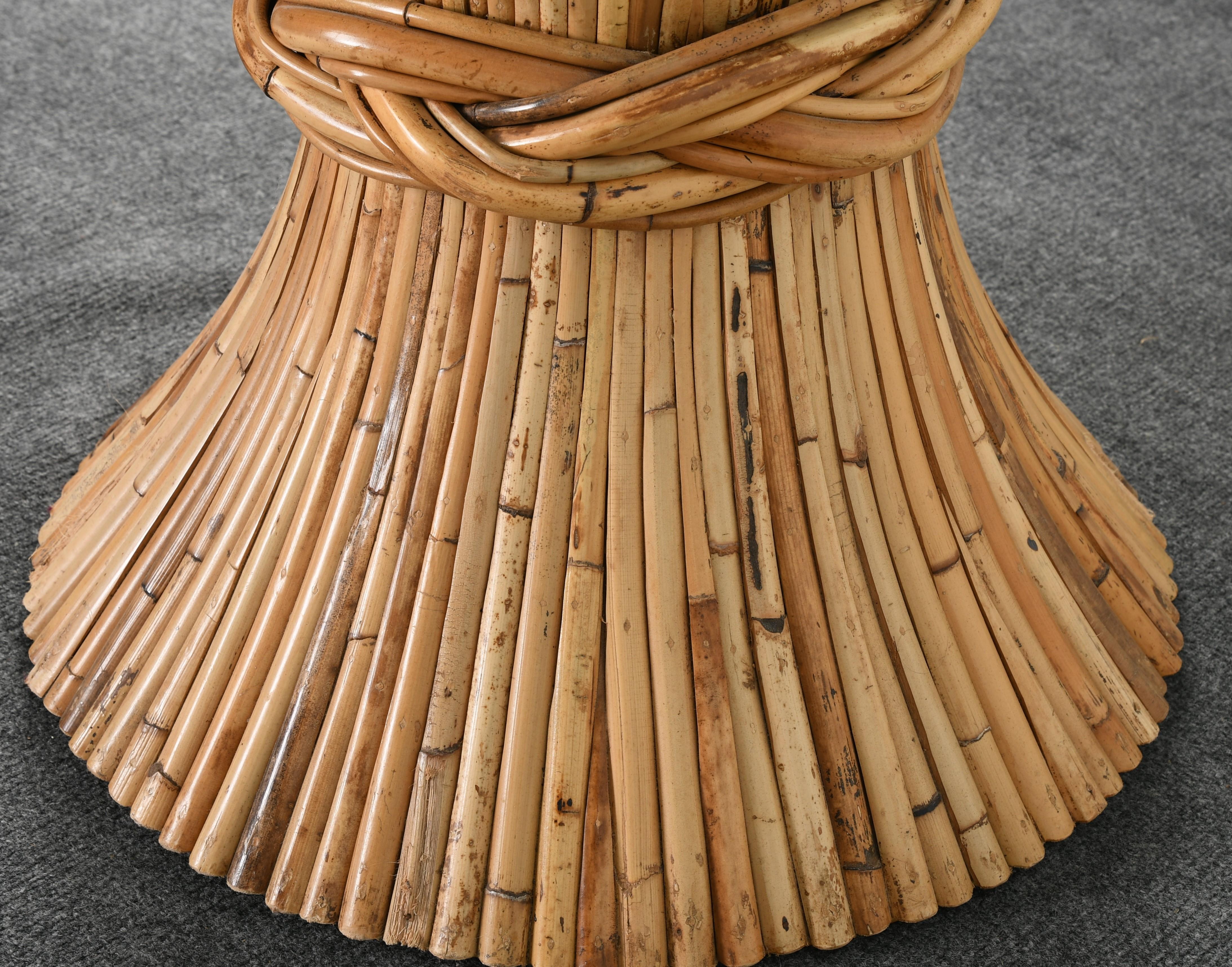 McGuire Round Bamboo Dining Table, 1980s 1