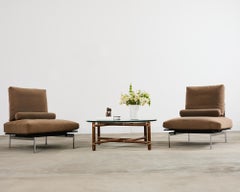 McGuire Round Oak Leather Glass Top Cocktail Table