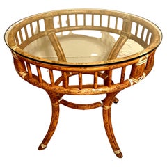 McGuire Round Rattan Bamboo Side Center or Dining Table