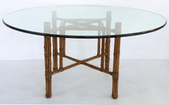 McGuire San Francisco Bamboo, Rawhide Dining Table with Glass Top
