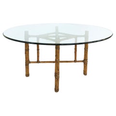 McGuire San Francisco Bamboo, Rawhide Dining Table with Glass Top