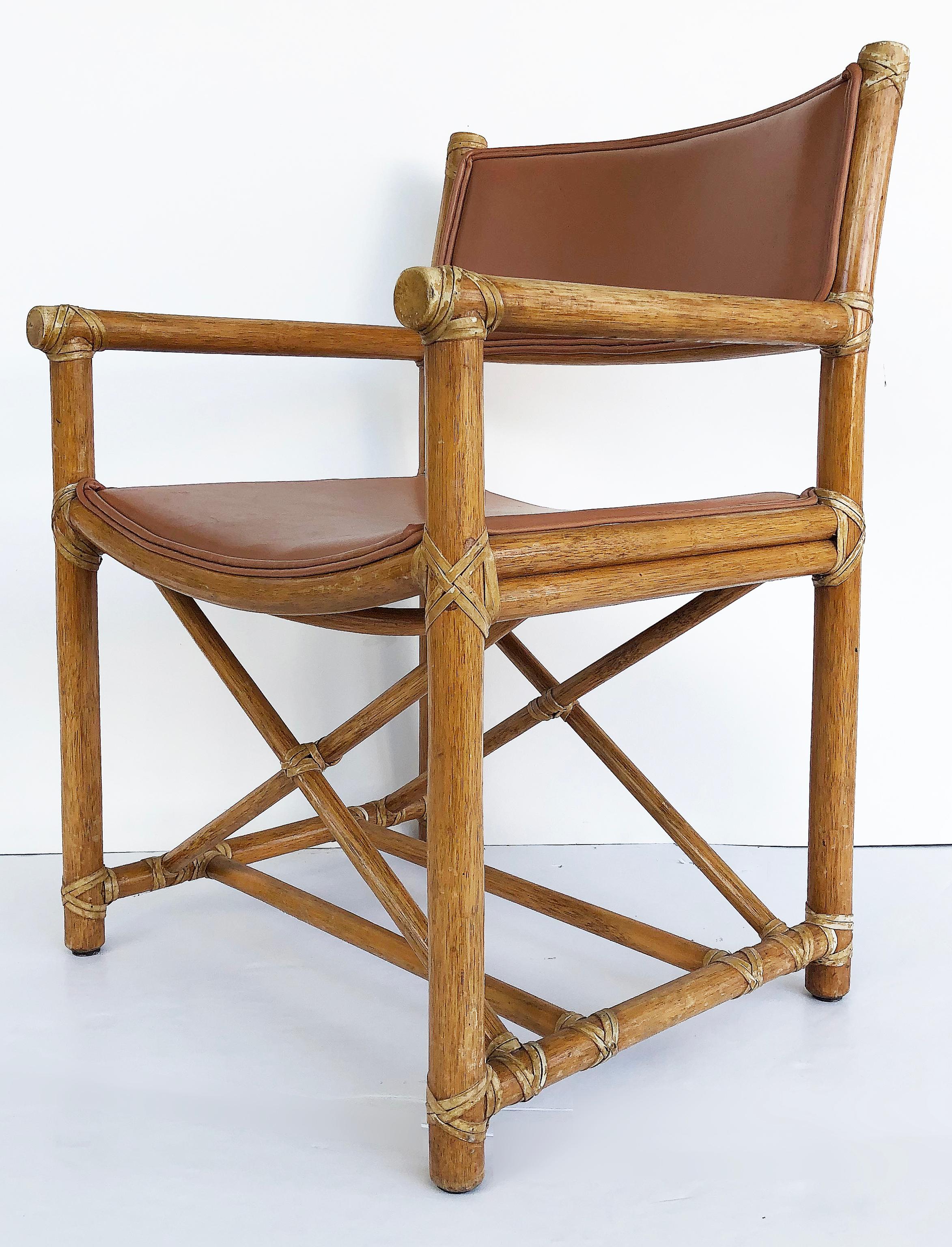 McGuire San Francisco Campaign Dining Chairs with Caned Backs, Set of Six In Good Condition In Miami, FL
