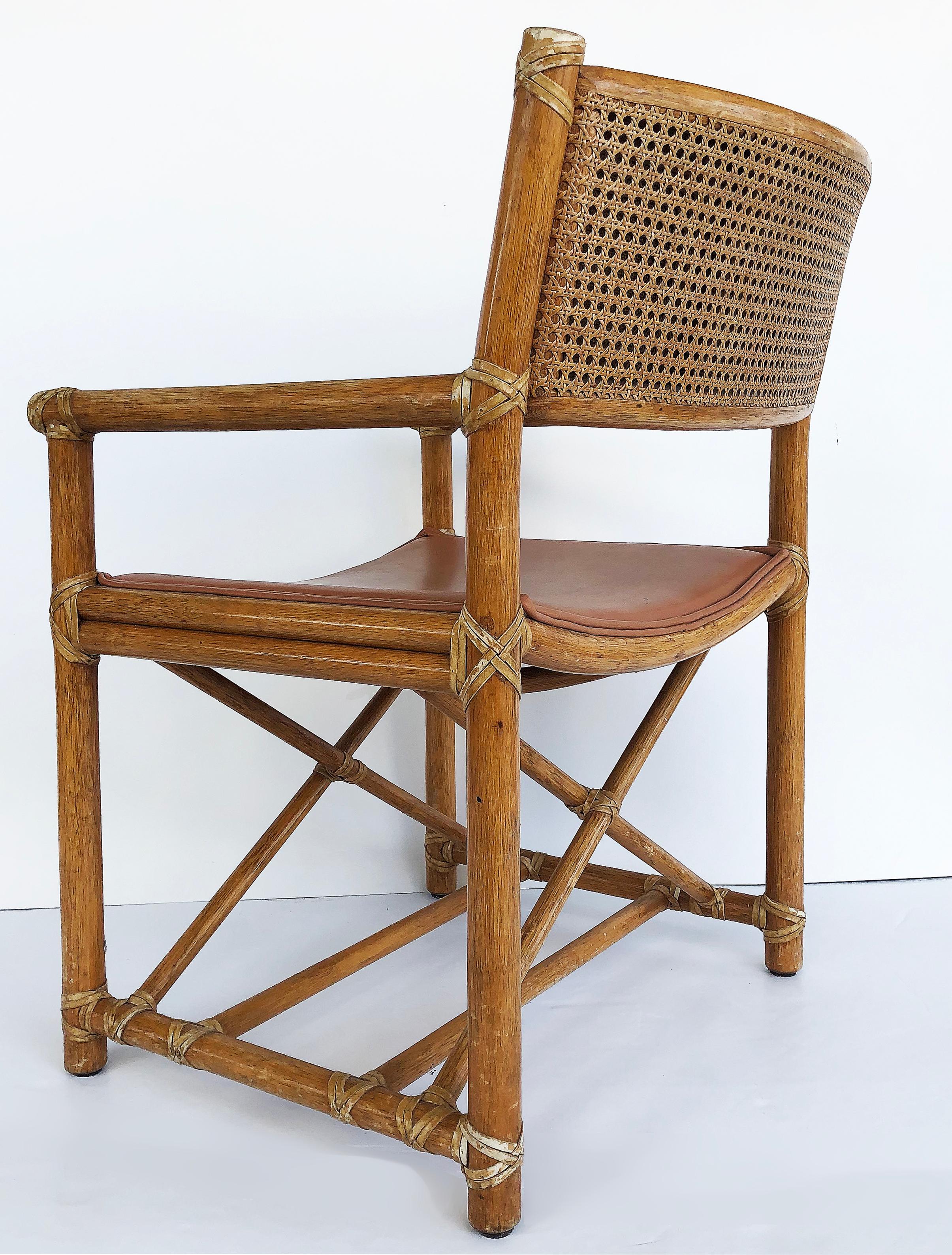 20th Century McGuire San Francisco Campaign Dining Chairs with Caned Backs, Set of Six