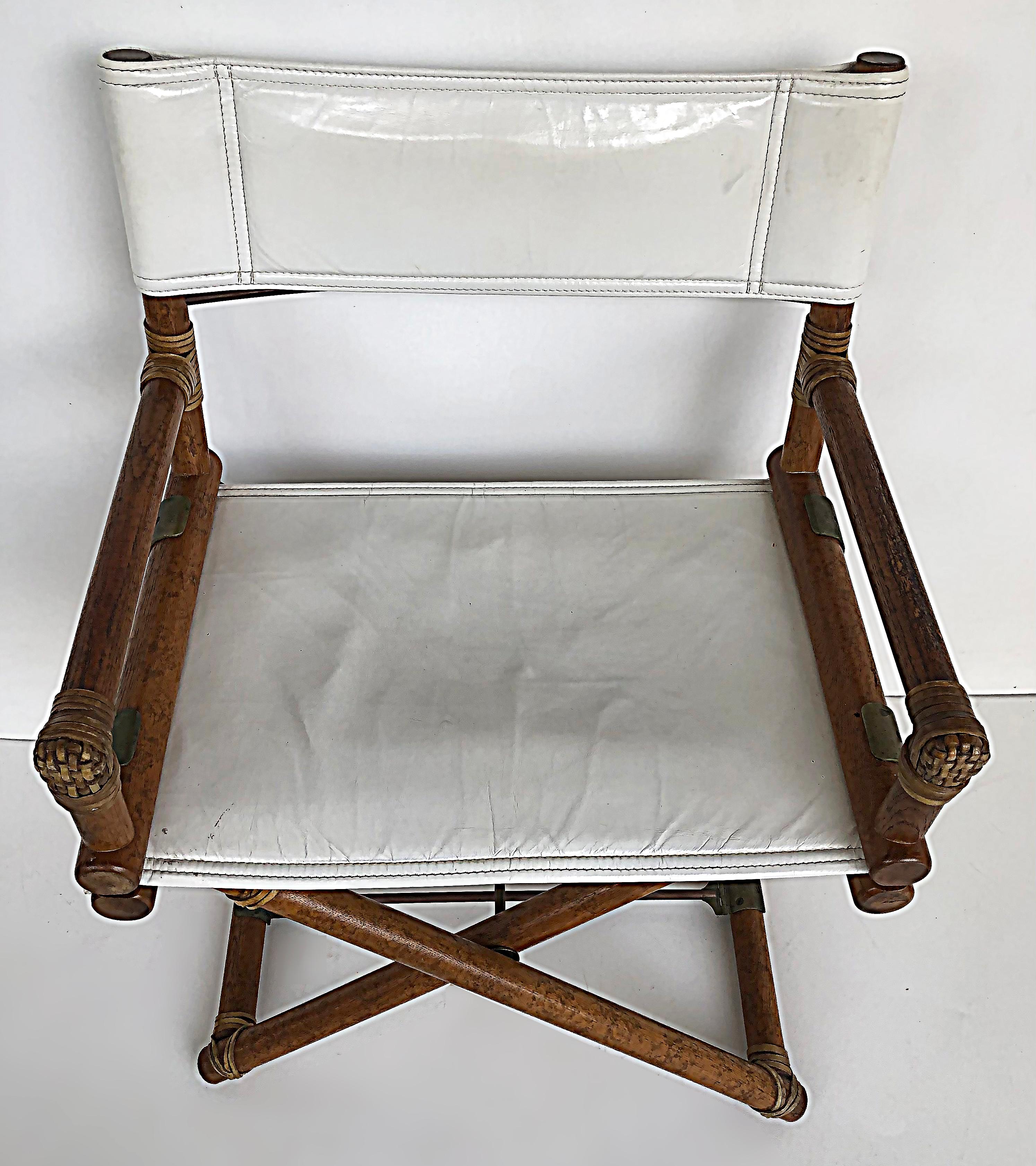 McGuire San Francisco Oak Director's Chair, Leather and Brass 3