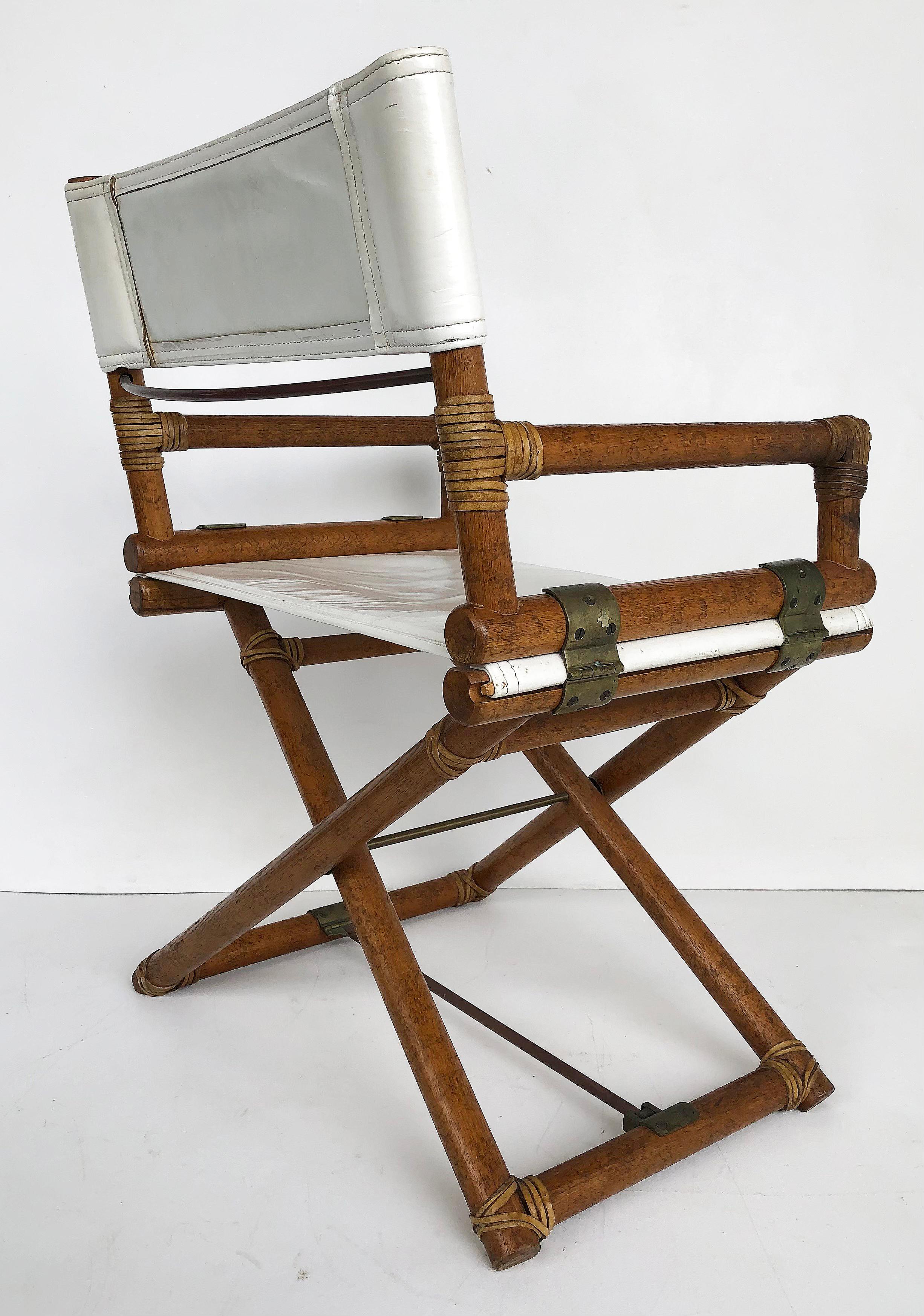 American McGuire San Francisco Oak Director's Chair, Leather and Brass