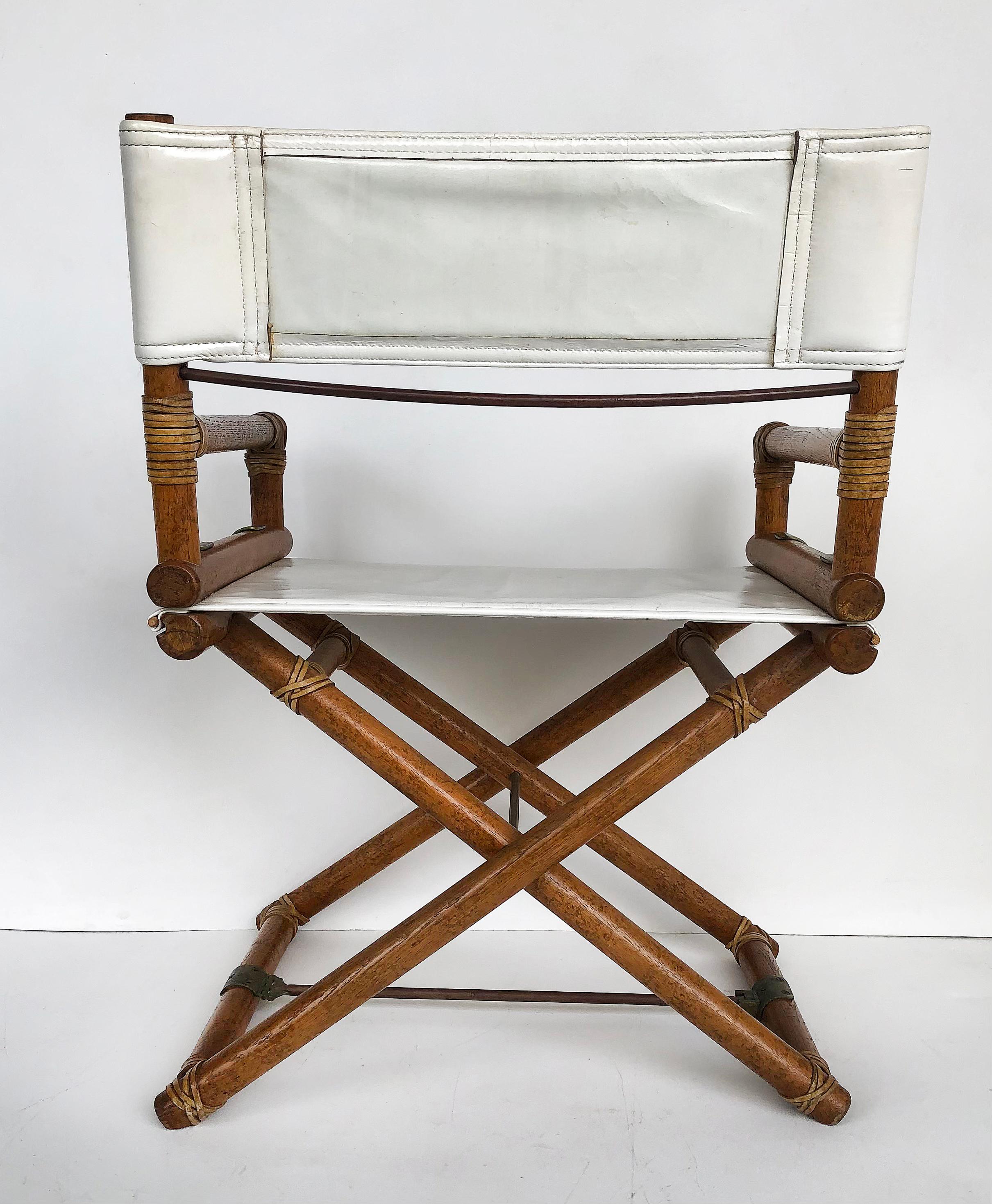McGuire San Francisco Oak Director's Chair, Leather and Brass In Good Condition In Miami, FL