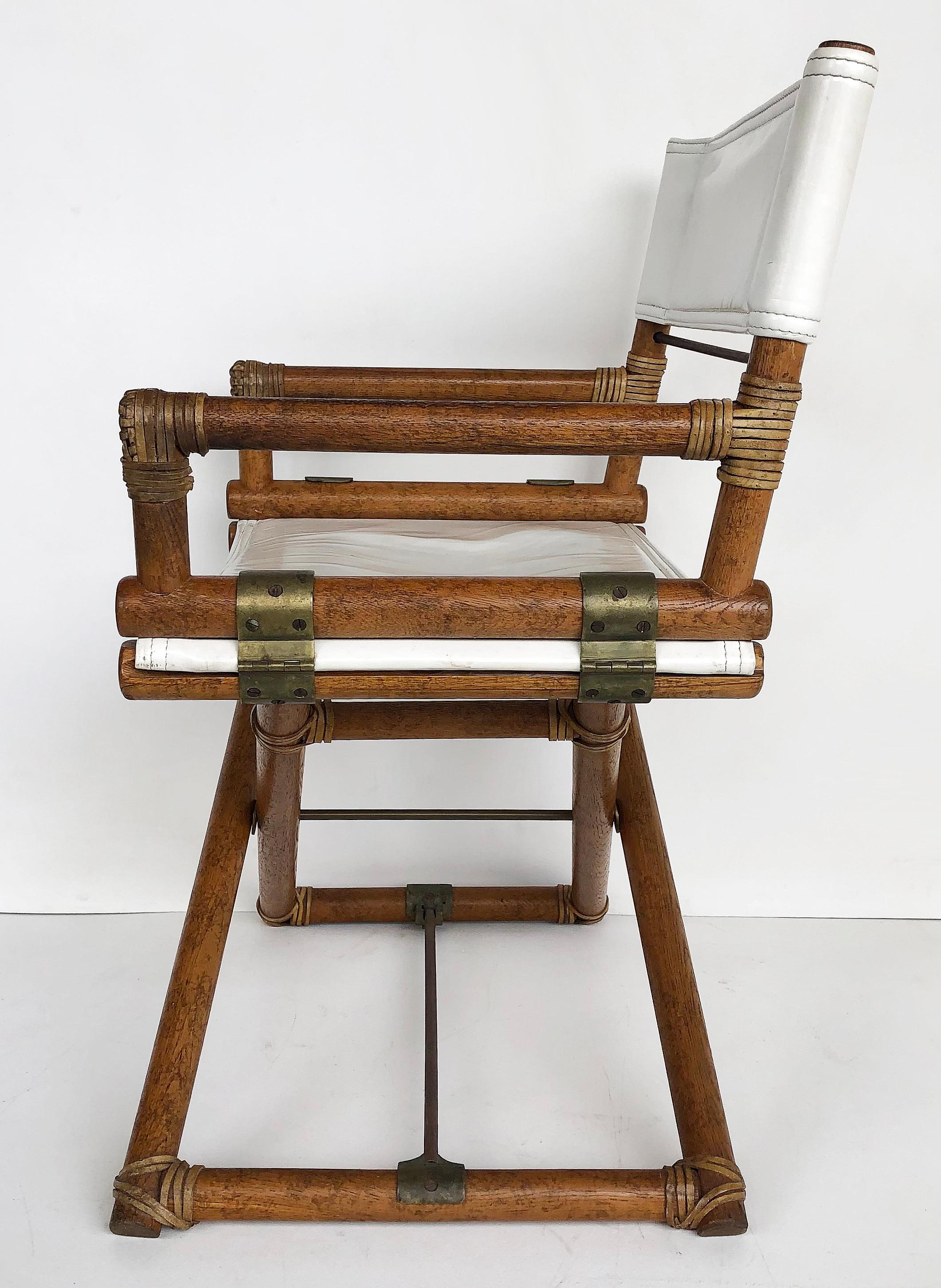 McGuire San Francisco Oak Director's Chair, Leather and Brass 1