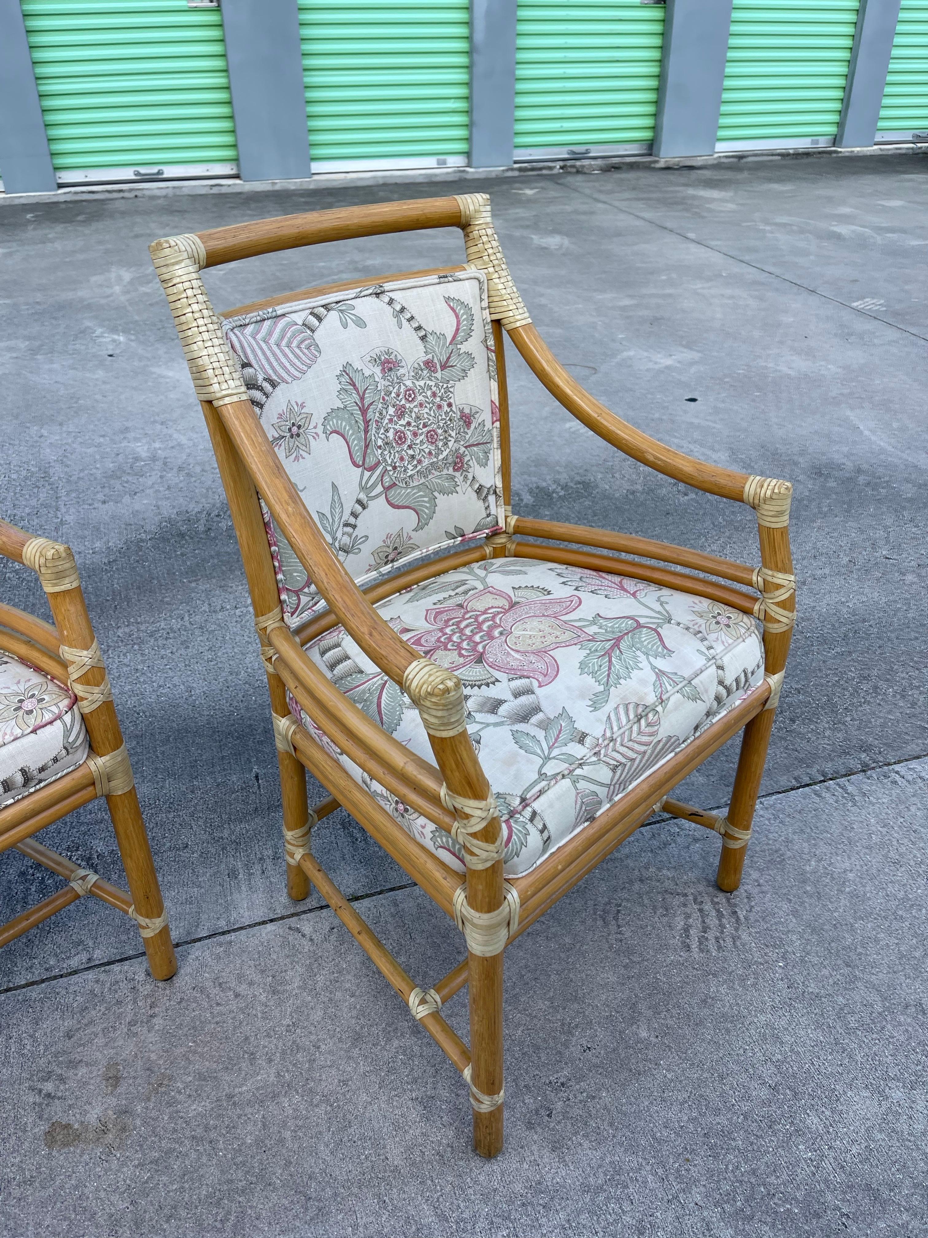 Fabulous set of Mcguire target back armchairs.