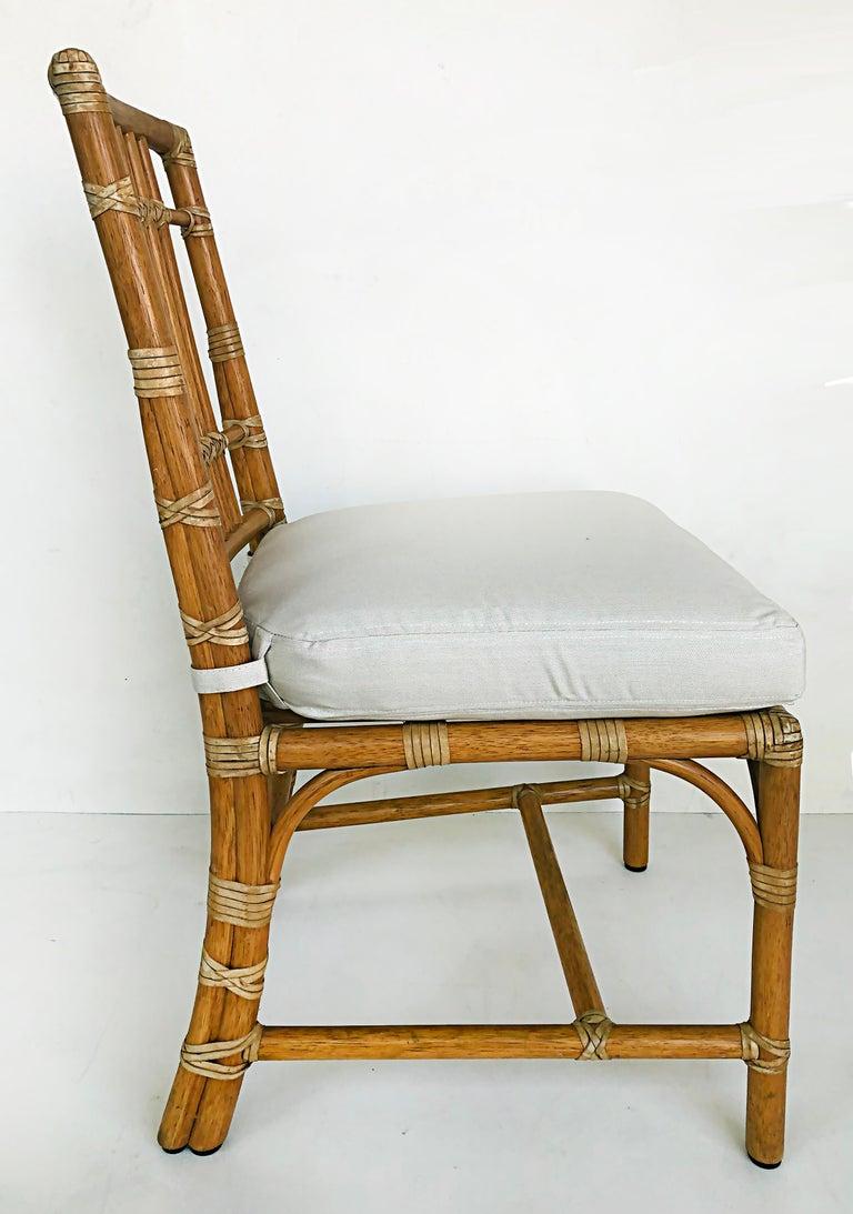 McGuire San Francisco Wood and Rawhide Dining Chairs, Set of Six In Good Condition In Miami, FL