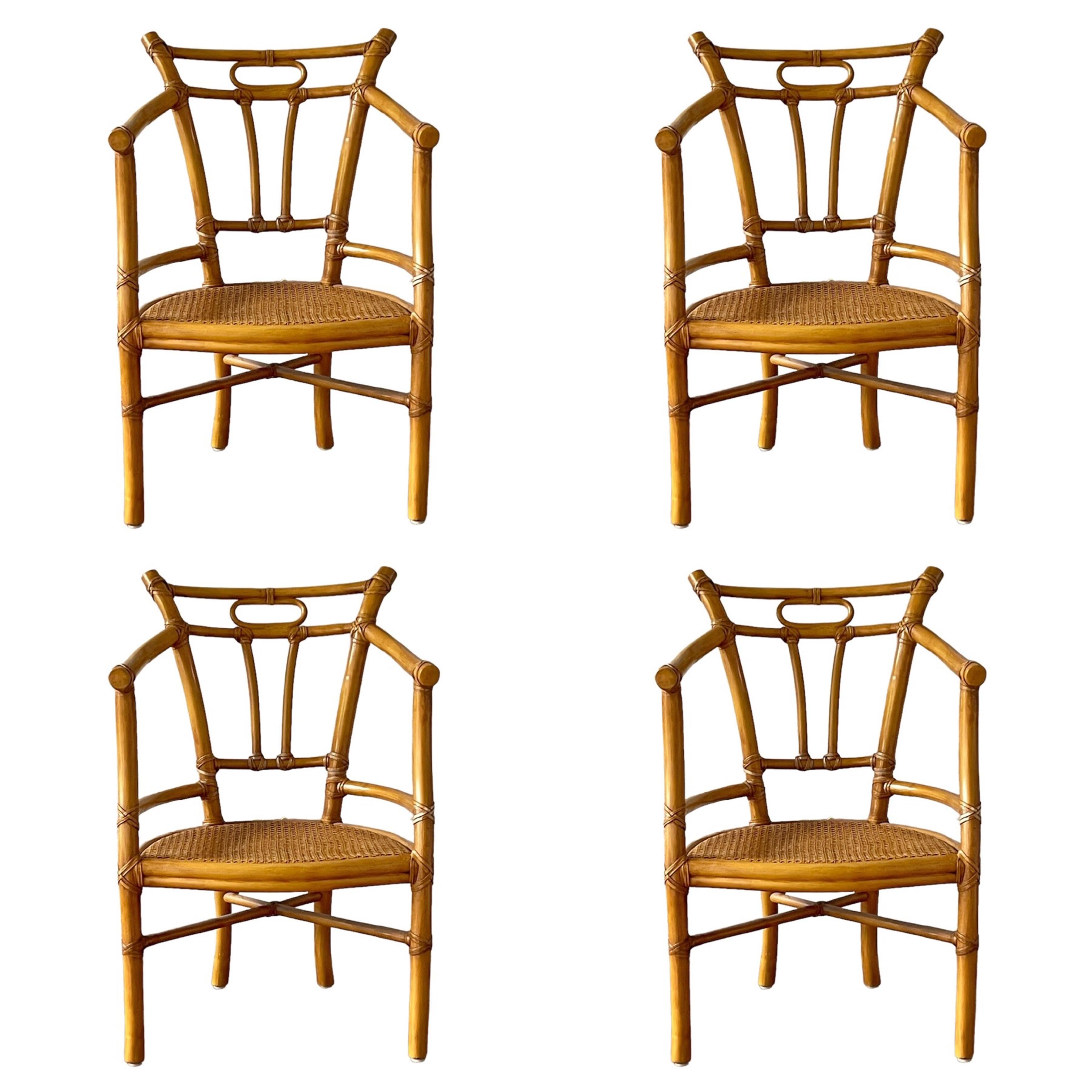 McGuire Ensemble de quatre fauteuils en vente 6