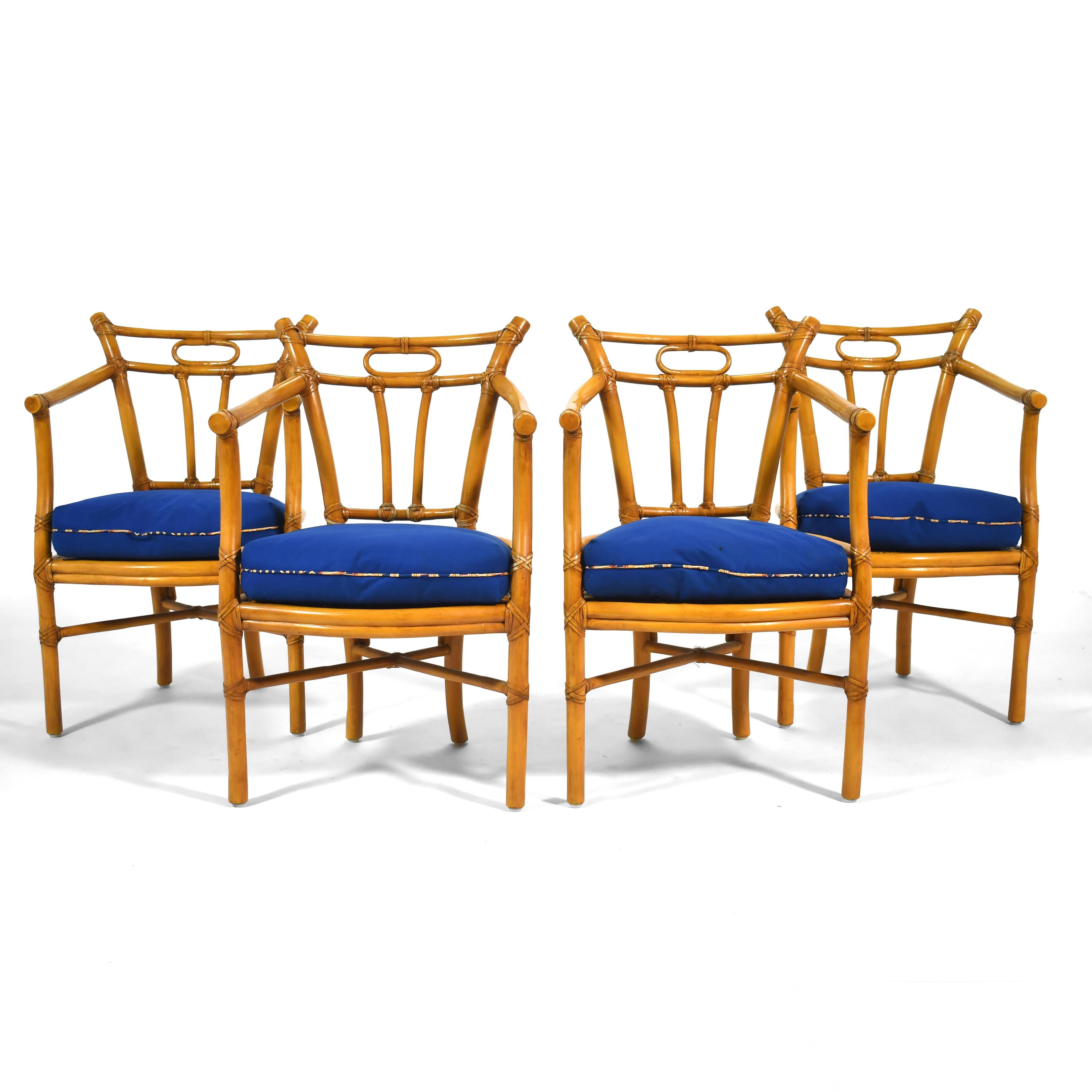 Organic Modern McGuire Set of Four Armchairs For Sale