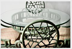 McGuire Set of Four Cracked Ice Chairs and Table