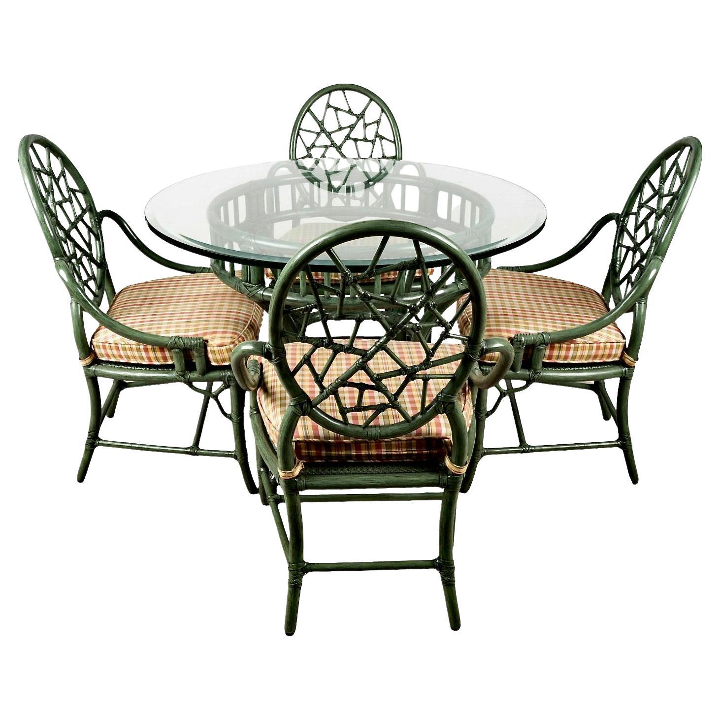 McGuire Set of Four Cracked Ice Chairs and Table