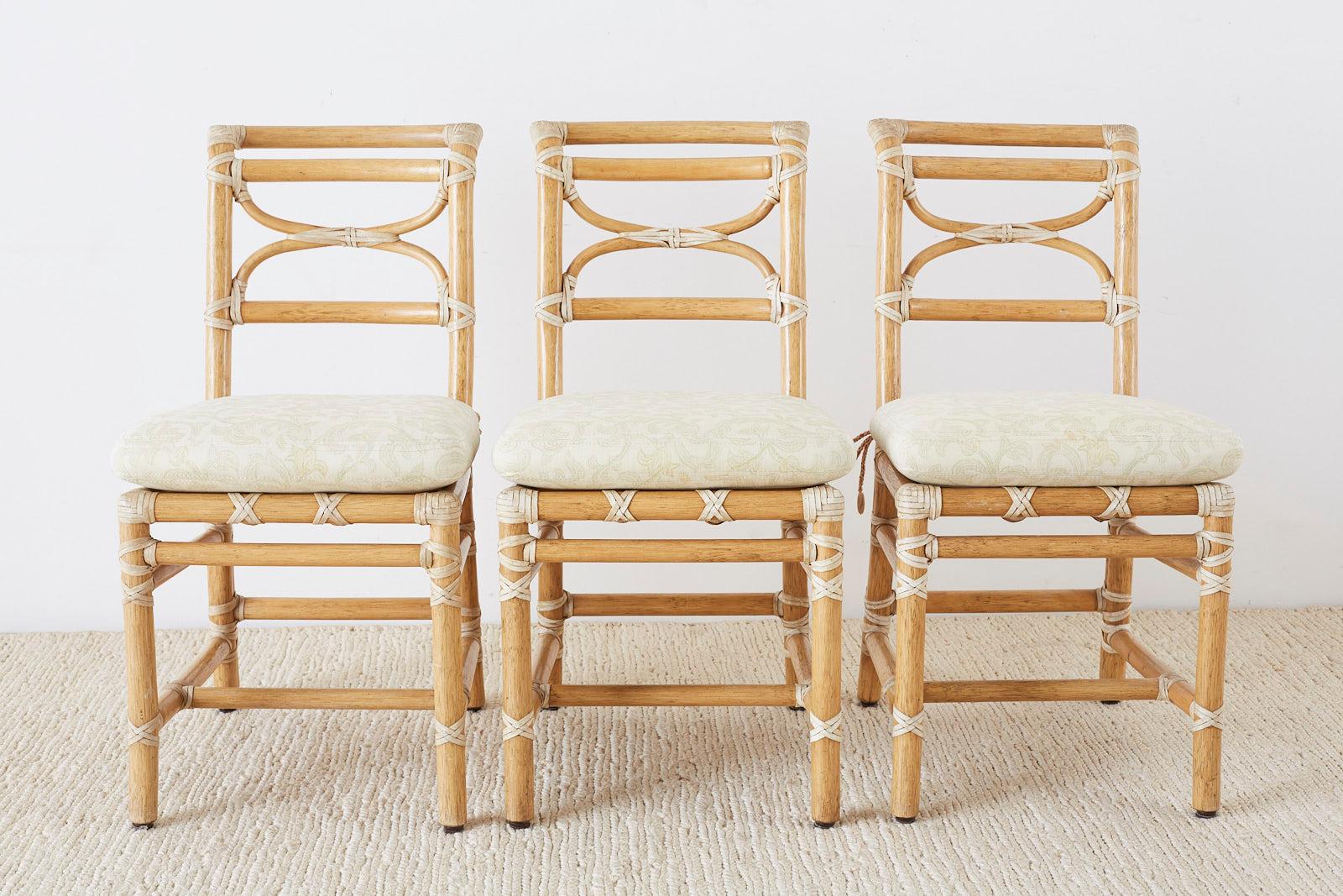 20th Century McGuire Set of Six Organic Modern Rattan Dining Chairs