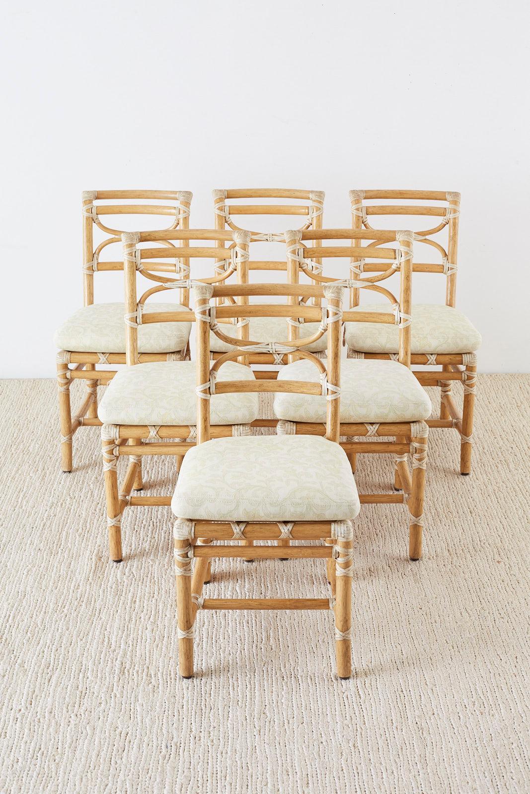 McGuire Set of Six Organic Modern Rattan Dining Chairs 1