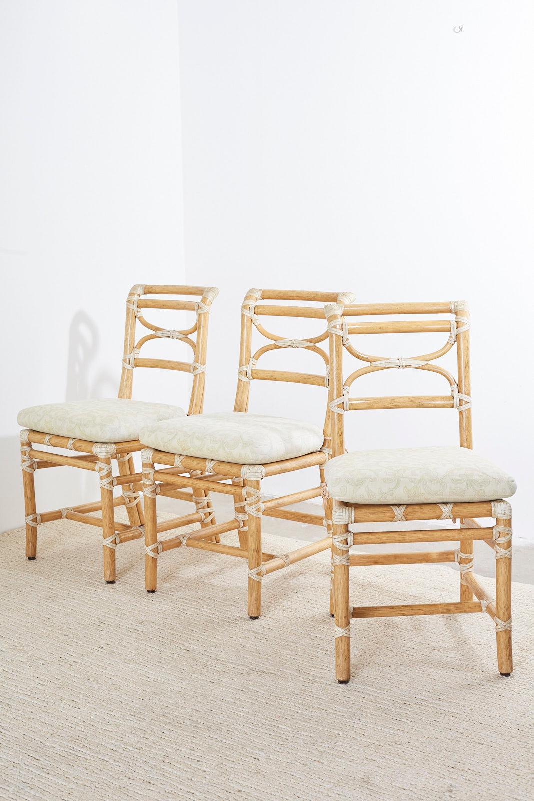 McGuire Set of Six Organic Modern Rattan Dining Chairs 2