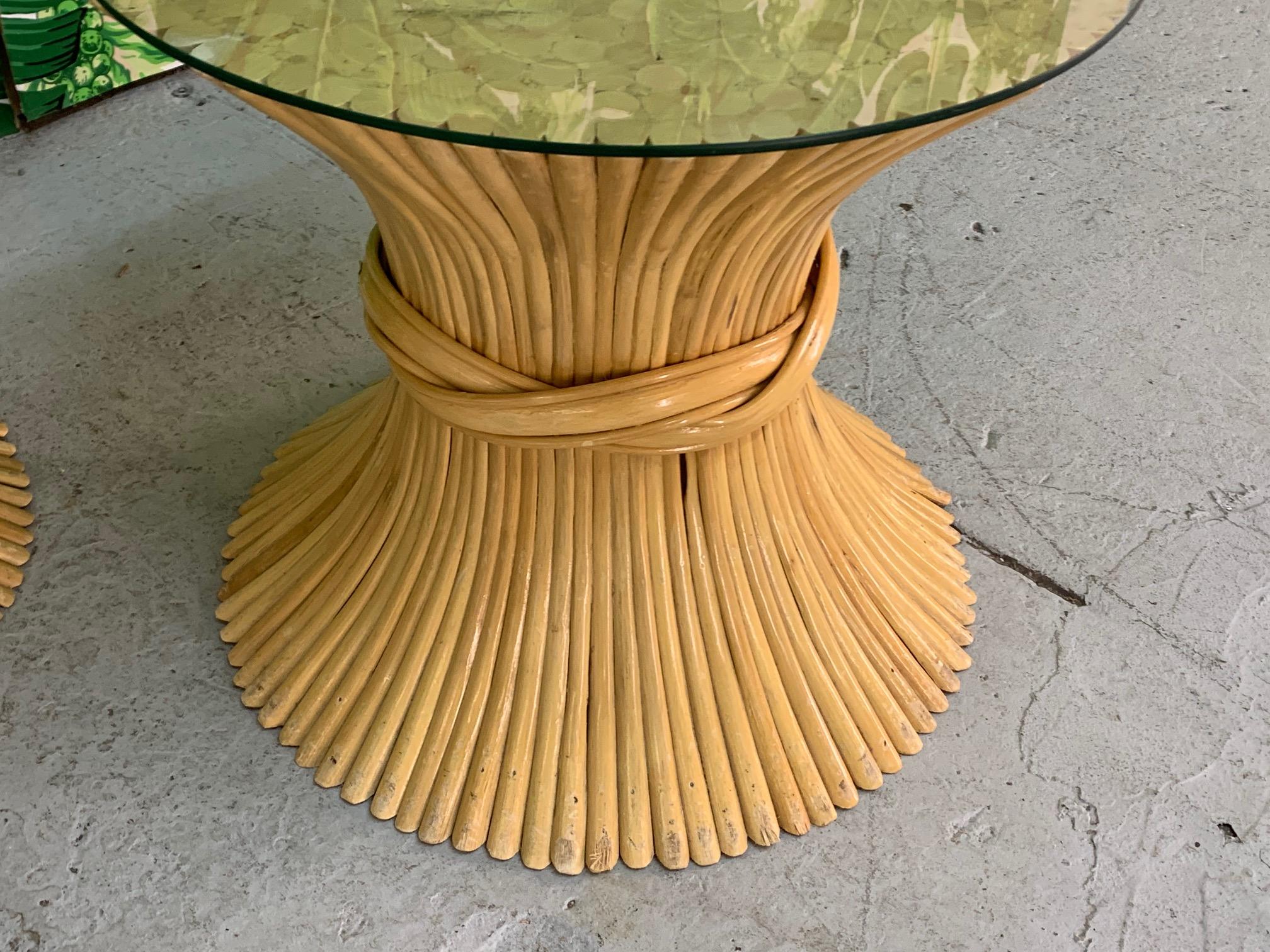 McGuire Sheaf of Wheat End Tables, a Pair In Good Condition In Jacksonville, FL