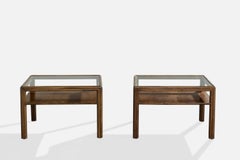 McGuire, tables d'appoint, acajou, verre, États-Unis, 1970