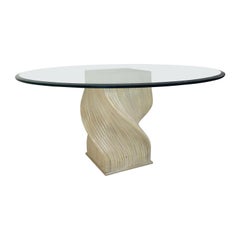 McGuire Split Bamboo "Spiral" Table with Glass Top